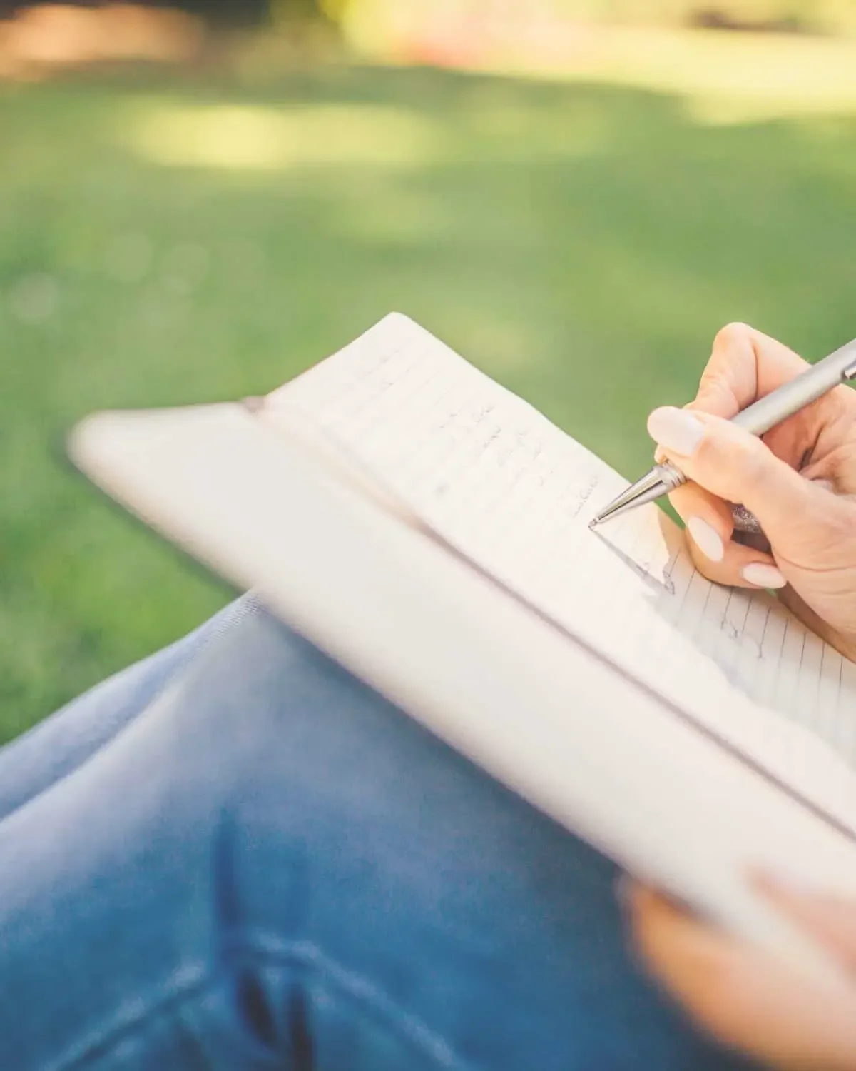 Frau in der Natur am journaln