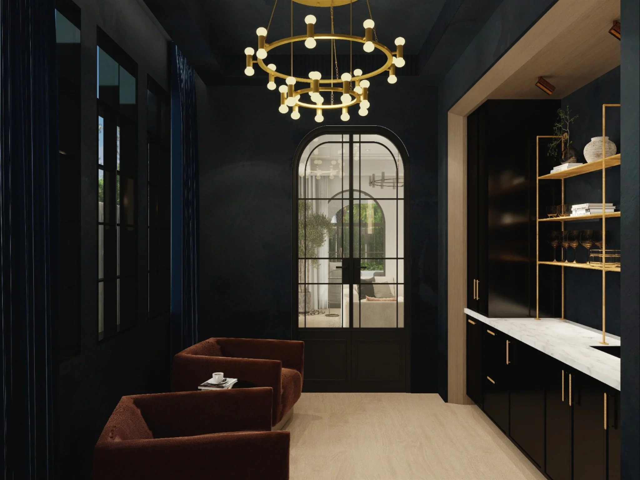 Rue Chardonnay in its element.

Moody tones, warm brass, and thoughtful details come together to create a space that feels bold, balanced, and intentional.

#boswelldesign #ruechardonnay #moodyinteriors #luxuryinteriors #interiordesign