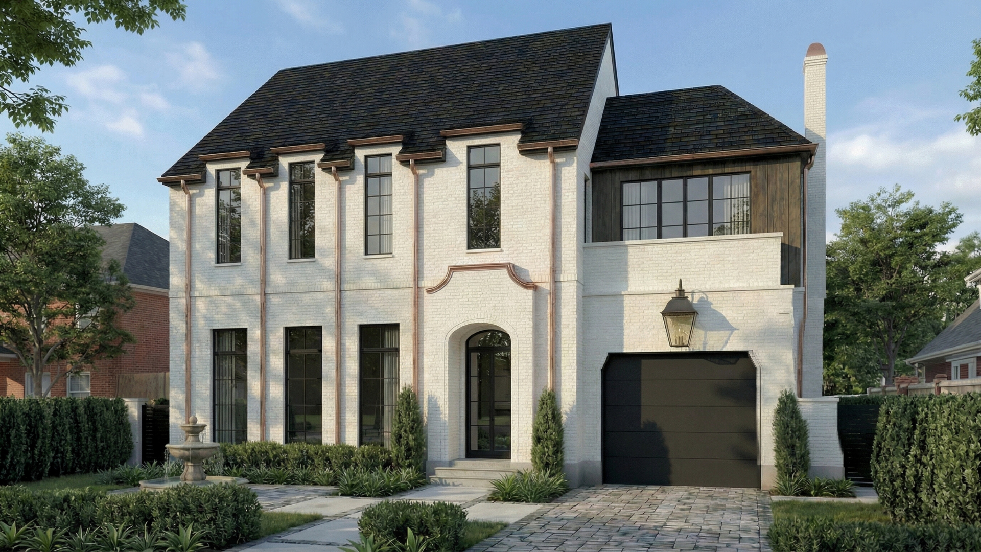 Traditional modern new construction architecture southern louisiana metairie new orleans white brick exterior