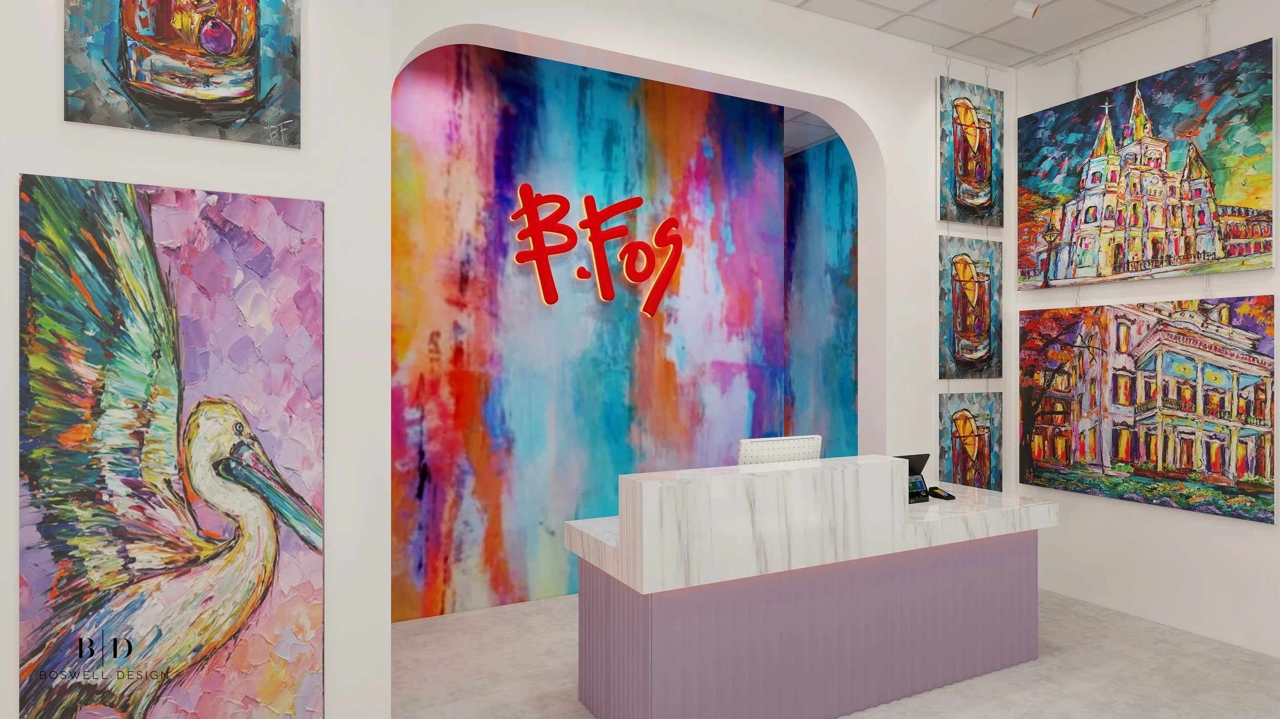 Becky Fos Gallery interior design by New Orleans' Boswell Design