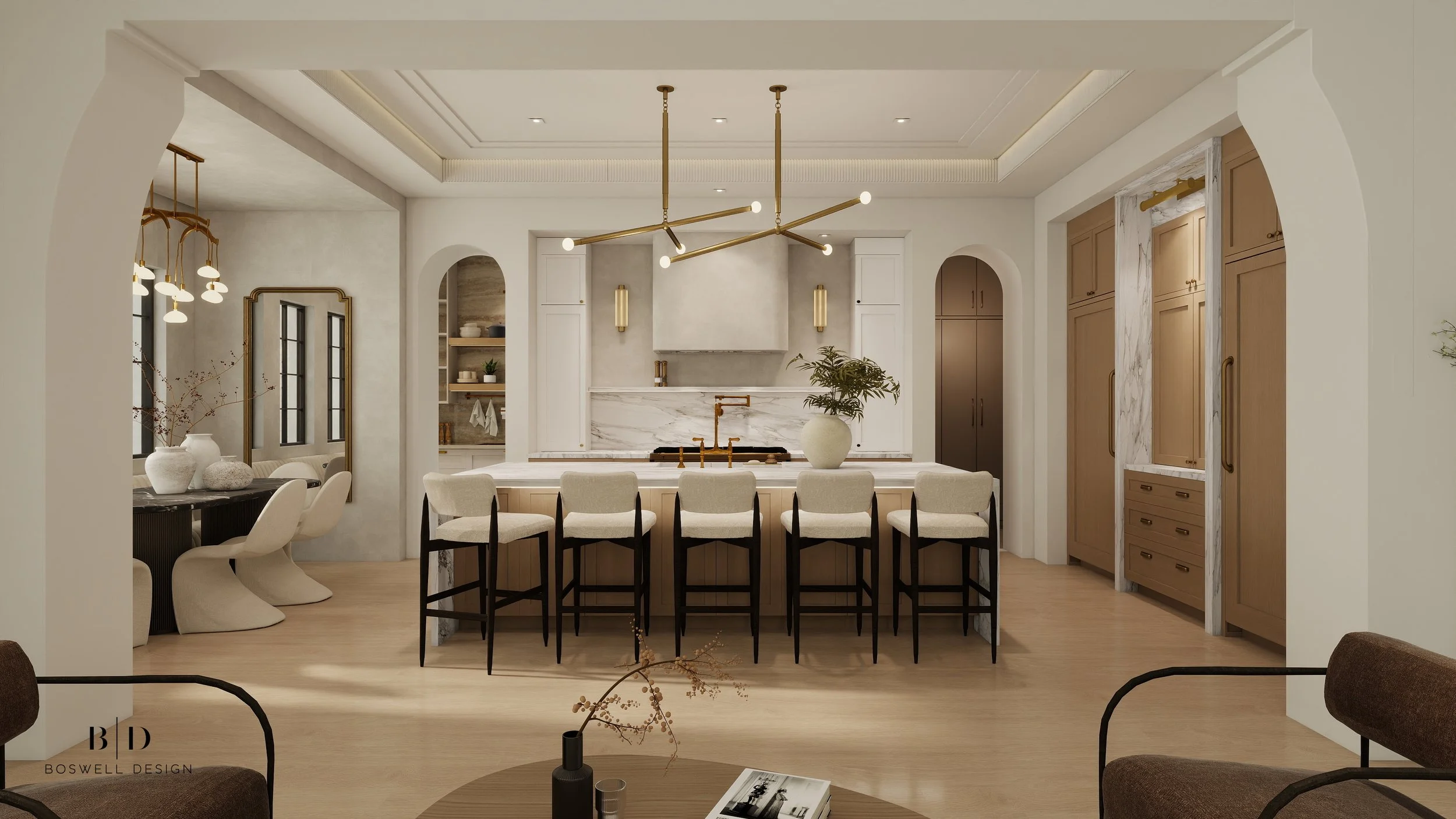 Luxury transitional modern kitchen designed by interior design firm Boswell Design in New Orleans and Metairie louisiana