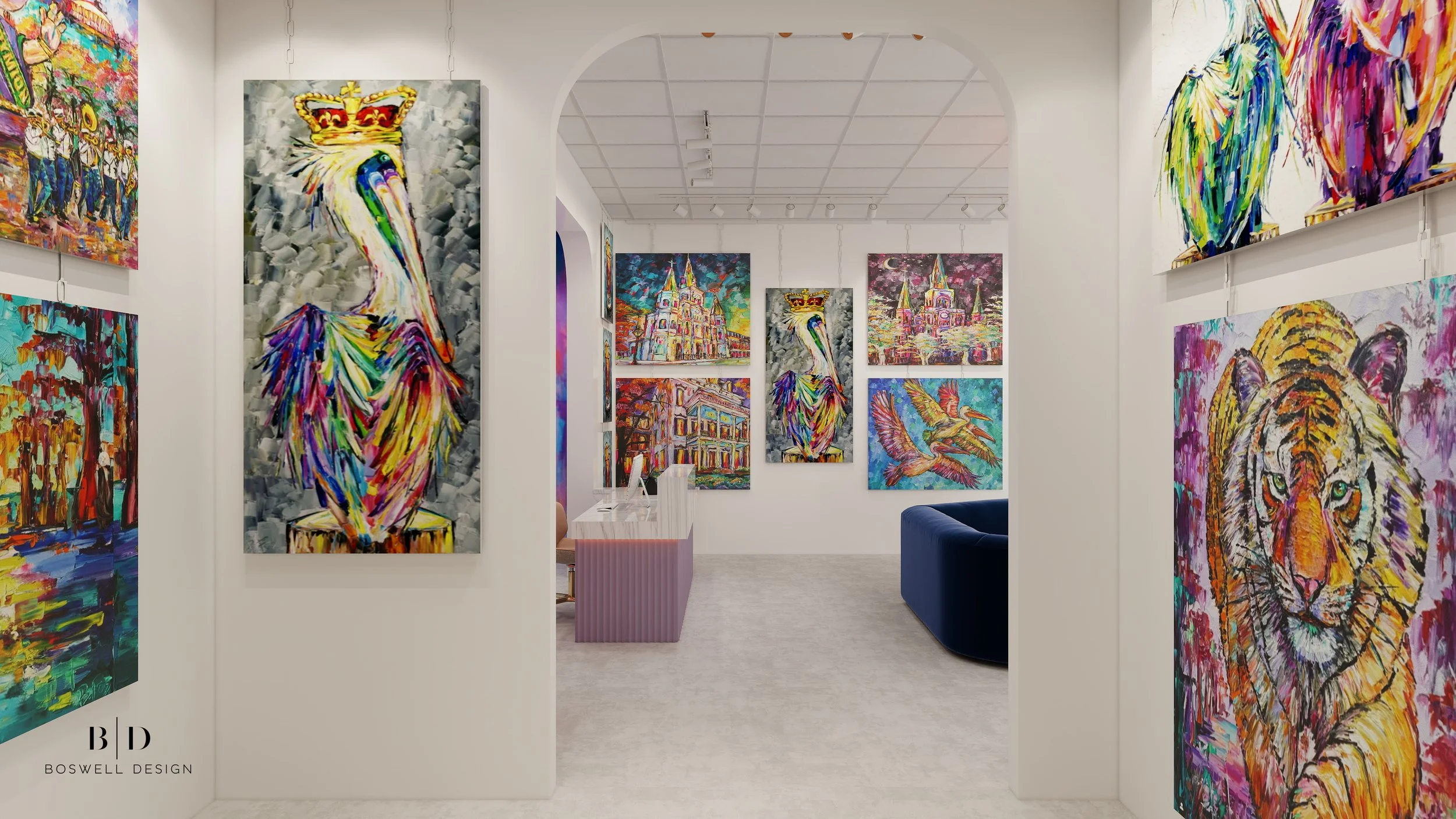 Becky Fos Gallery interior design by New Orleans' Boswell Design