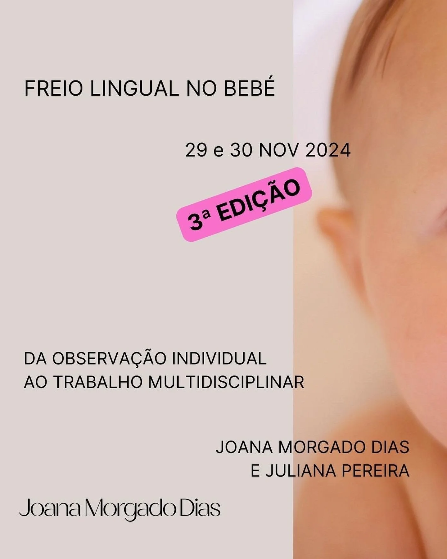 ✨Est&atilde;o abertas as inscri&ccedil;&otilde;es para a terceira edi&ccedil;&atilde;o do Curso Freio Lingual no Beb&eacute; - da observa&ccedil;&atilde;o individual ao trabalho multidisciplinar 👶🏻
⠀⠀⠀⠀⠀⠀⠀⠀⠀
Nos dias 29 e 30 de Novembro de 2024 vam