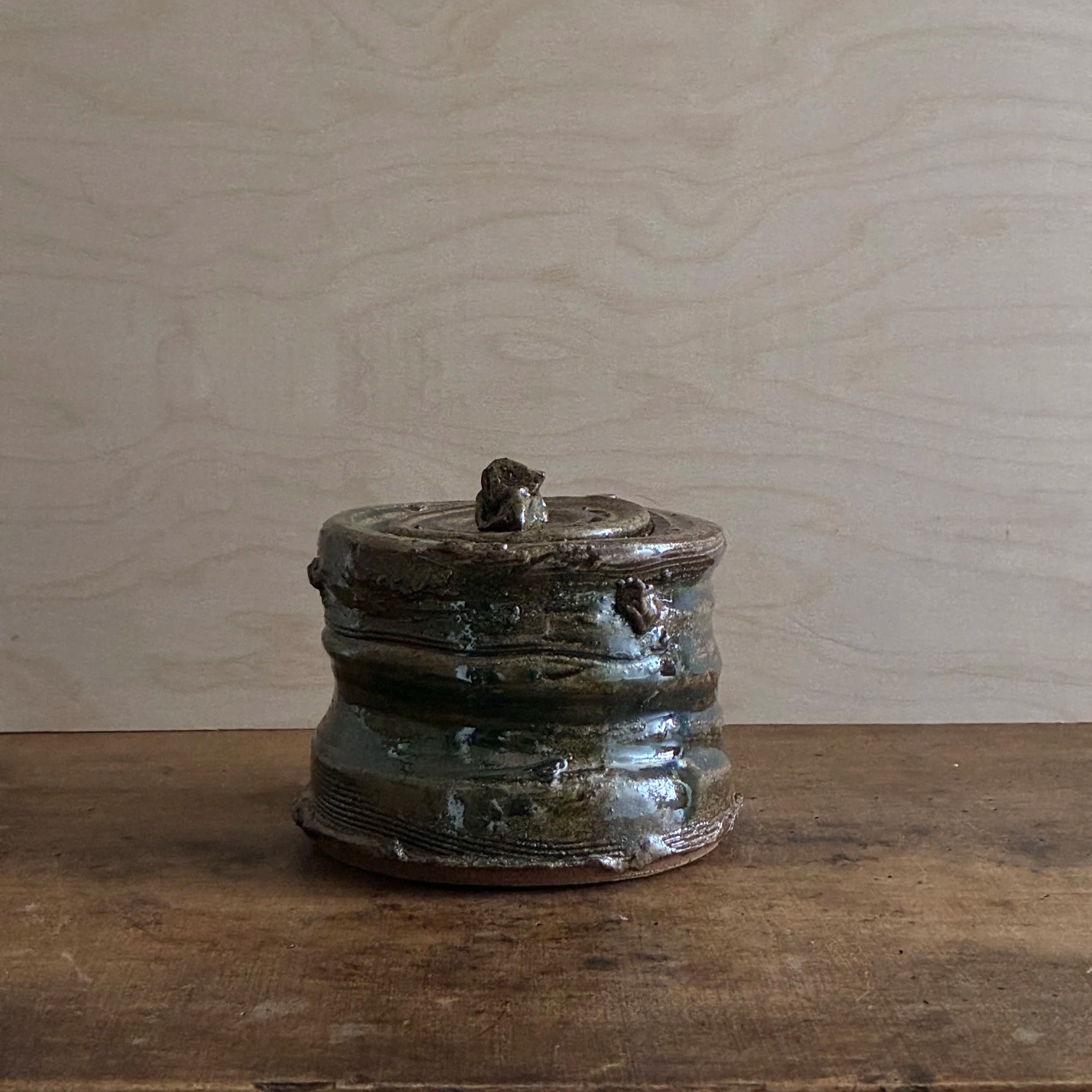 Oribe lidded jar
