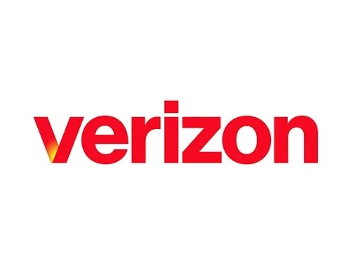 Verizon company logo with red text and a yellow gradient shadow on white background.