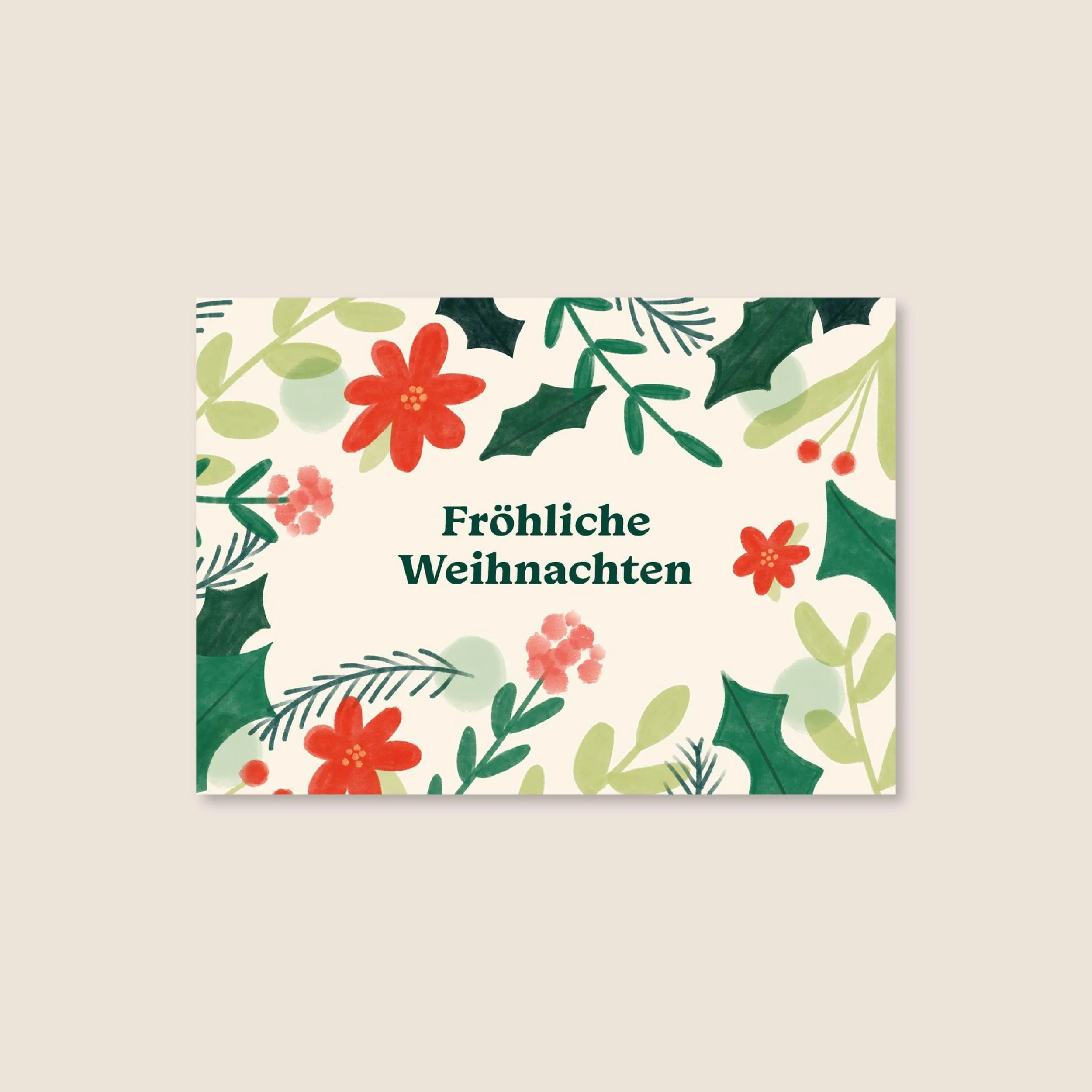 Fröhliche Weihnachten Blüten Weihnachtskarte A6 – Illustration von Svea Hansohn