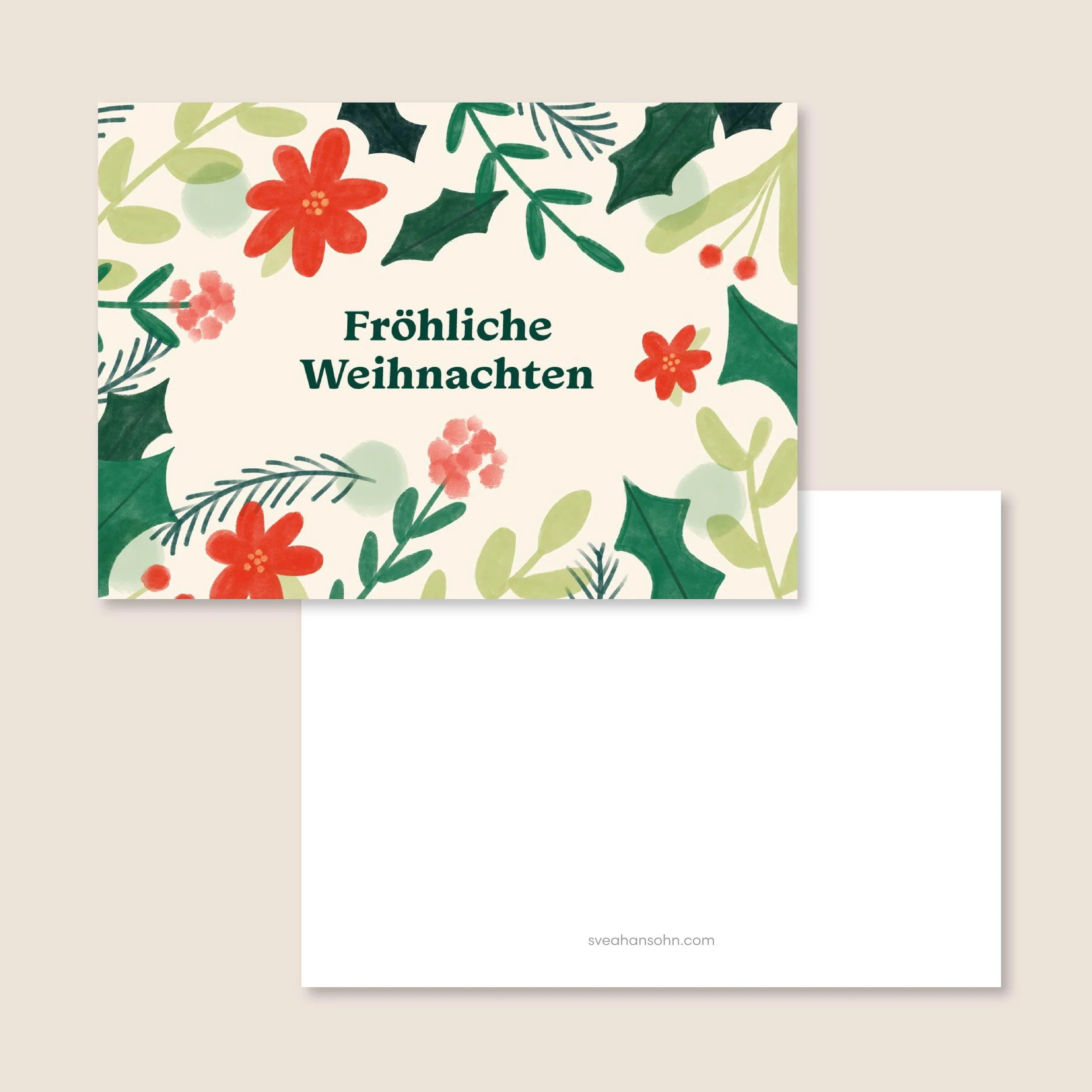 Fröhliche Weihnachten Blüten Weihnachtskarte A6 – Ansicht 2