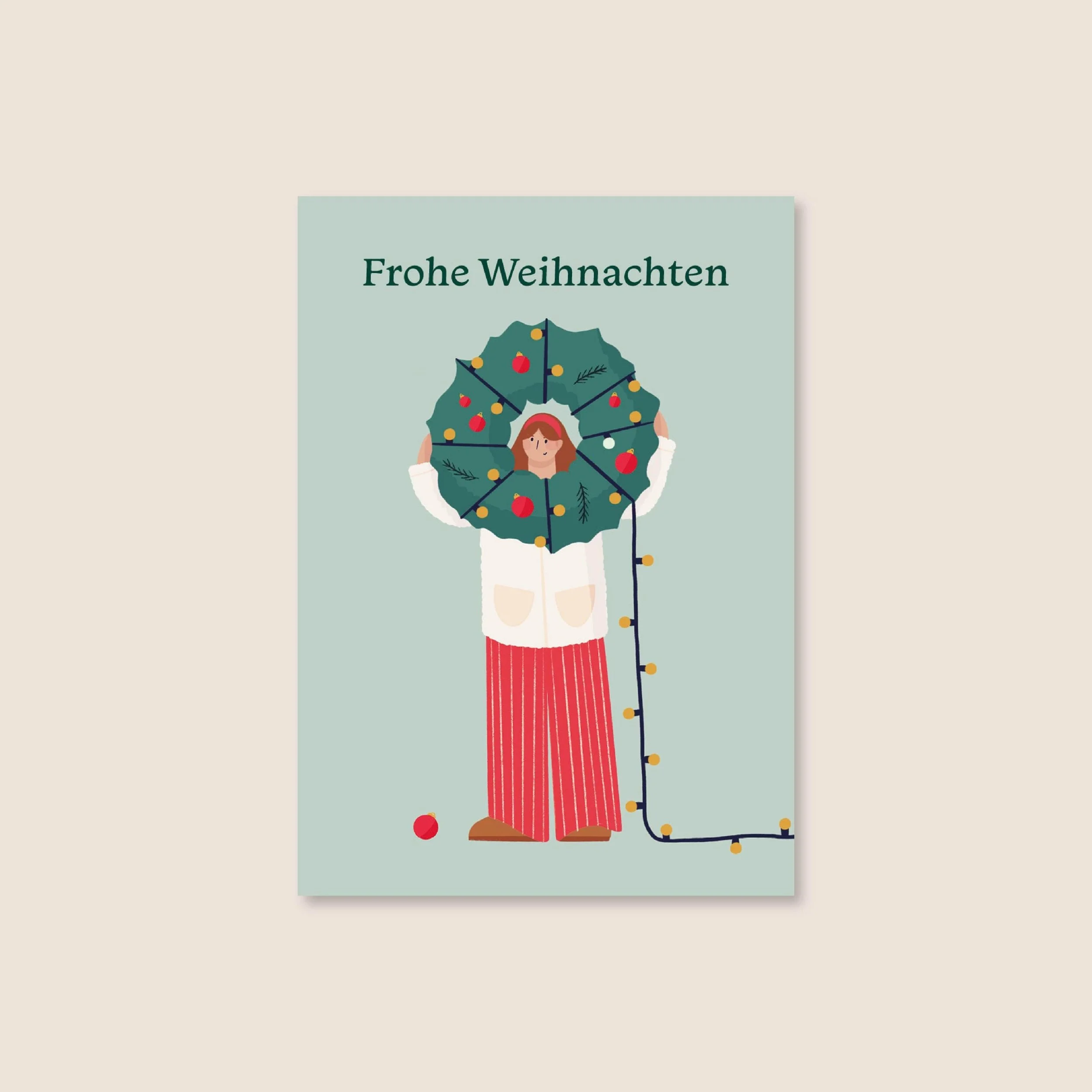 Türkranz Weihnachtskarte A6 – Illustration von Svea Hansohn
