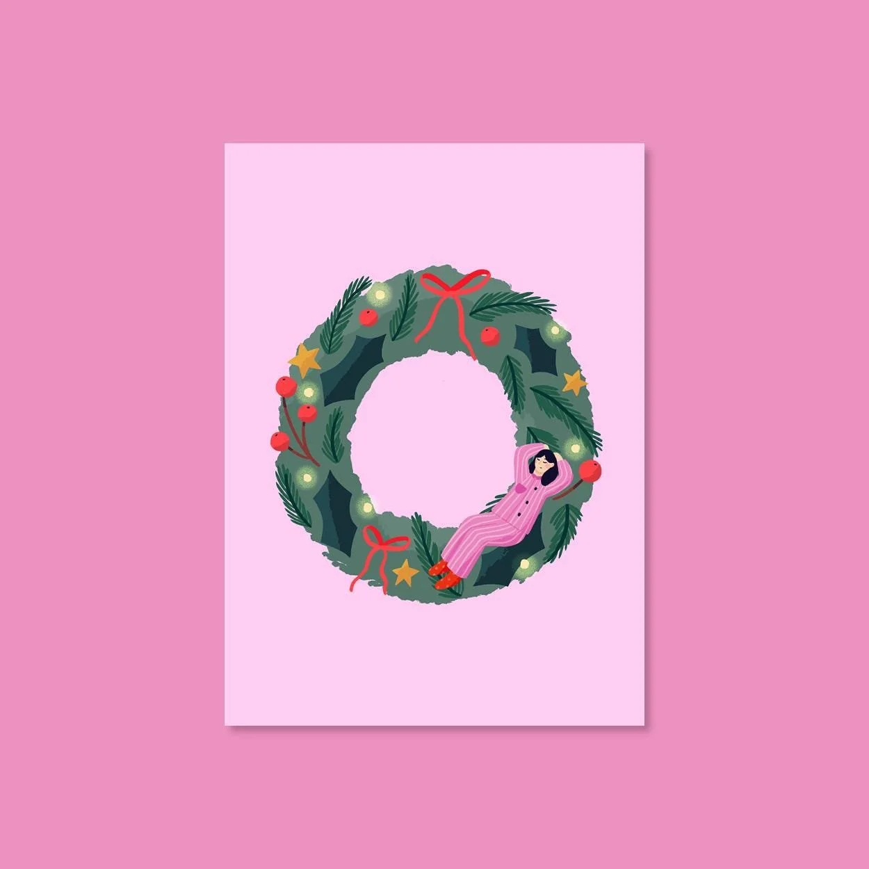 Weihnachtskranz Weihnachtskarte A6 – Illustration von Svea Hansohn