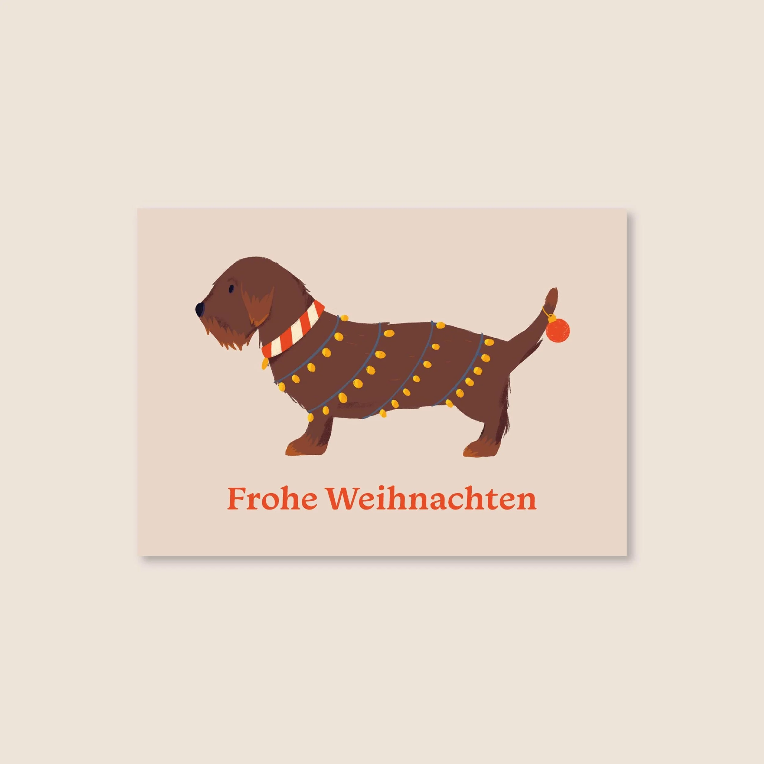 Dackel Weihnachtskarte A6 – Illustration von Svea Hansohn