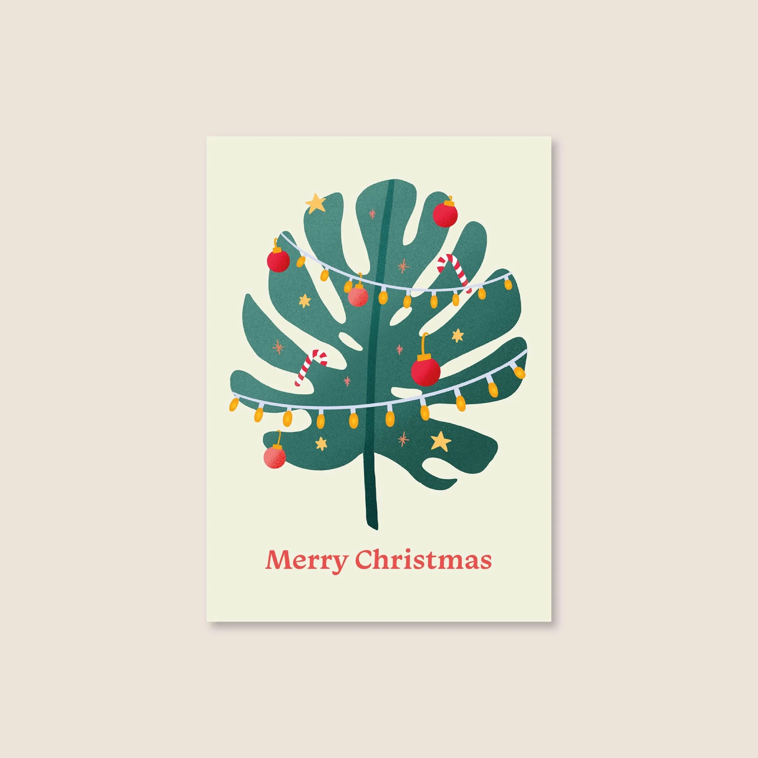 Monstera Weihnachtskarte A6 – Illustration von Svea Hansohn