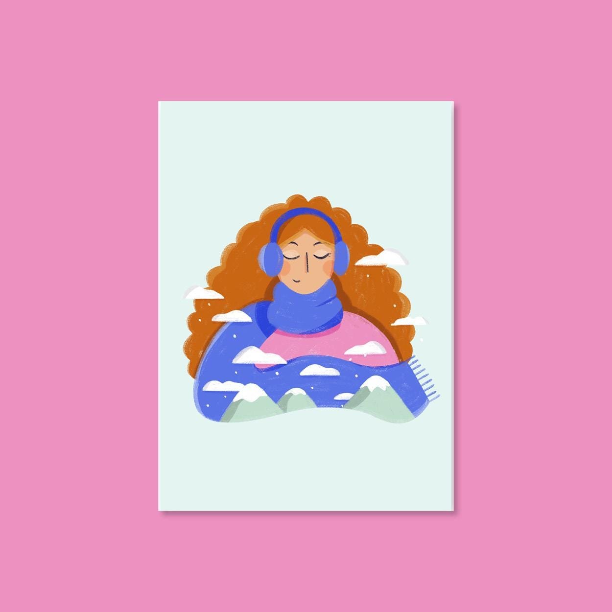 Bergmädchen Weihnachtskarte A6 – Illustration von Svea Hansohn