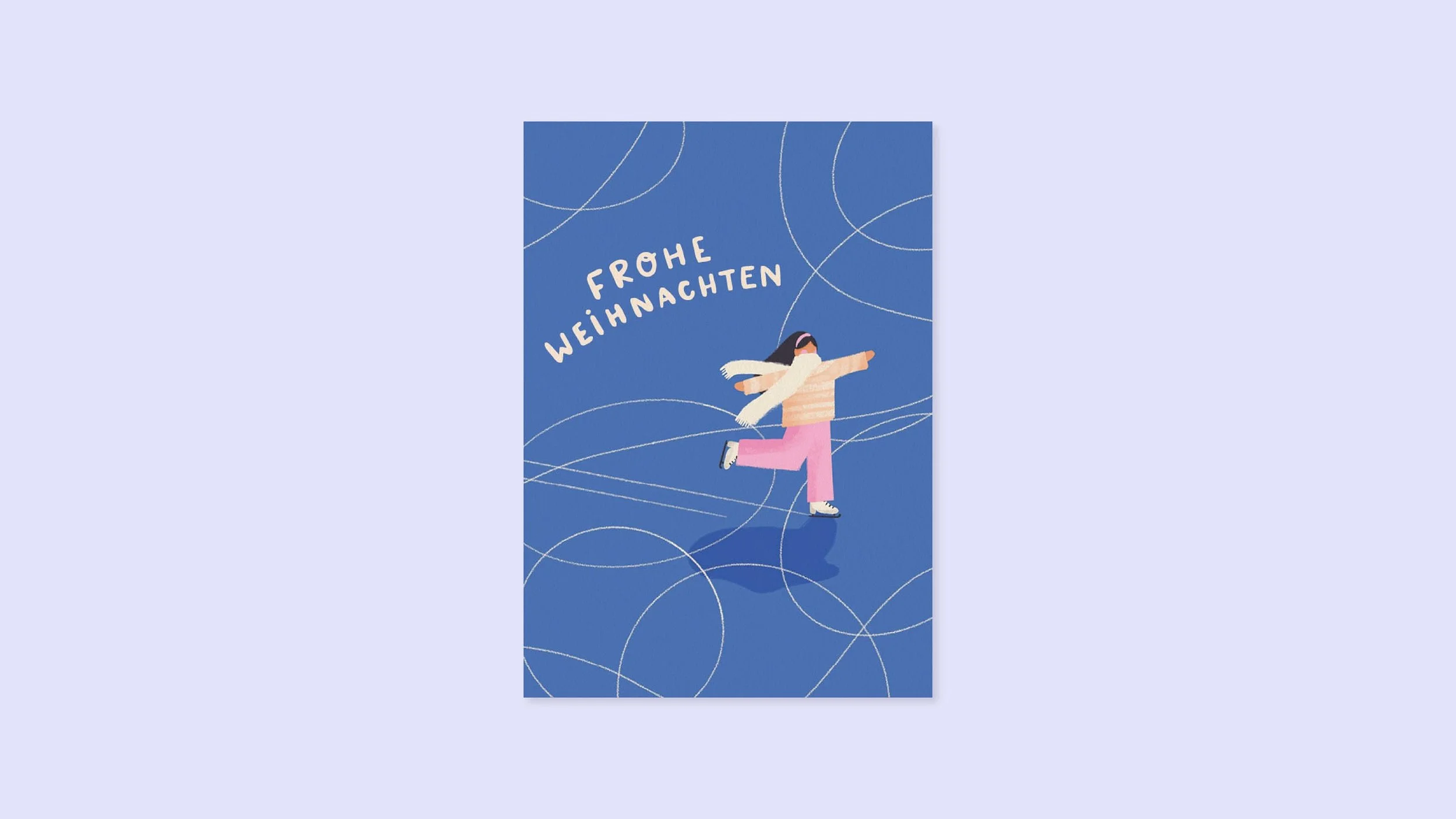 Eisläuferin Weihnachtskarte A6 – Illustration von Svea Hansohn