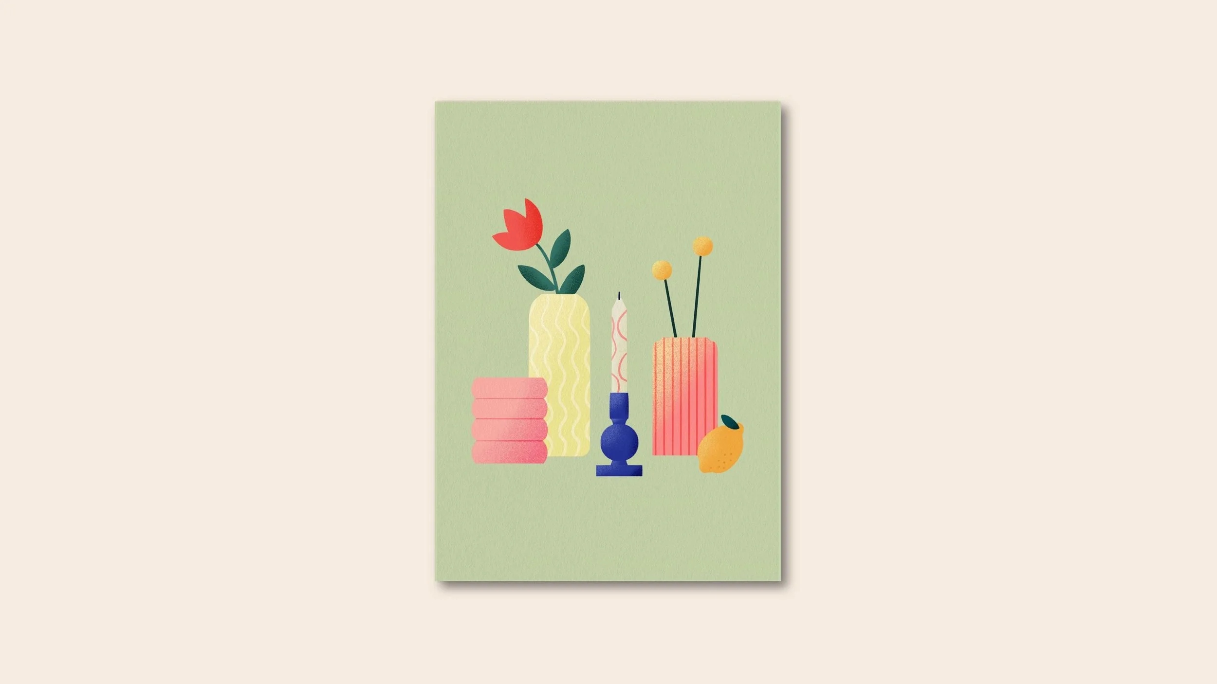 Stillleben Grün Postkarte A6 – Illustration von Svea Hansohn