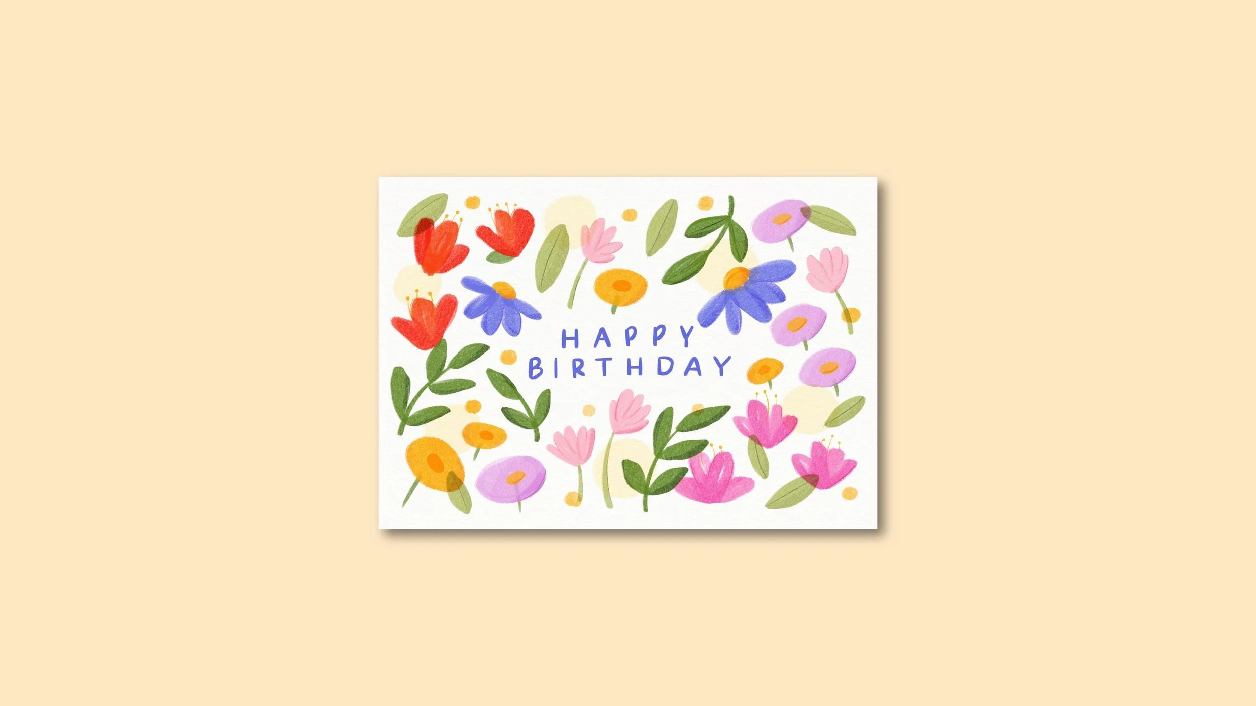 Happy Birthday Blumen Geburtstagskarte A6 – Illustration von Svea Hansohn