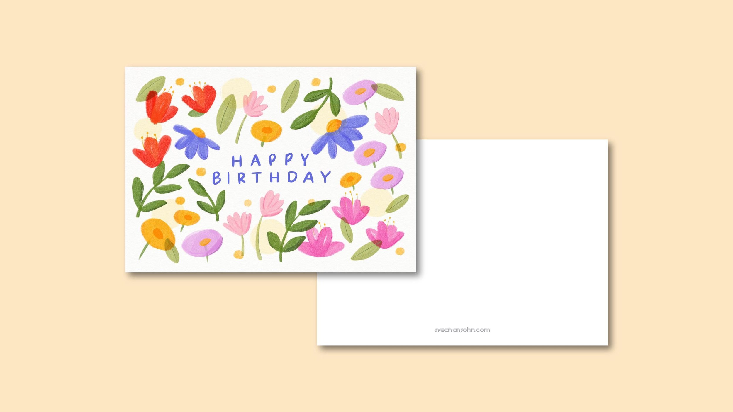 Happy Birthday Blumen Geburtstagskarte A6 – Ansicht 2