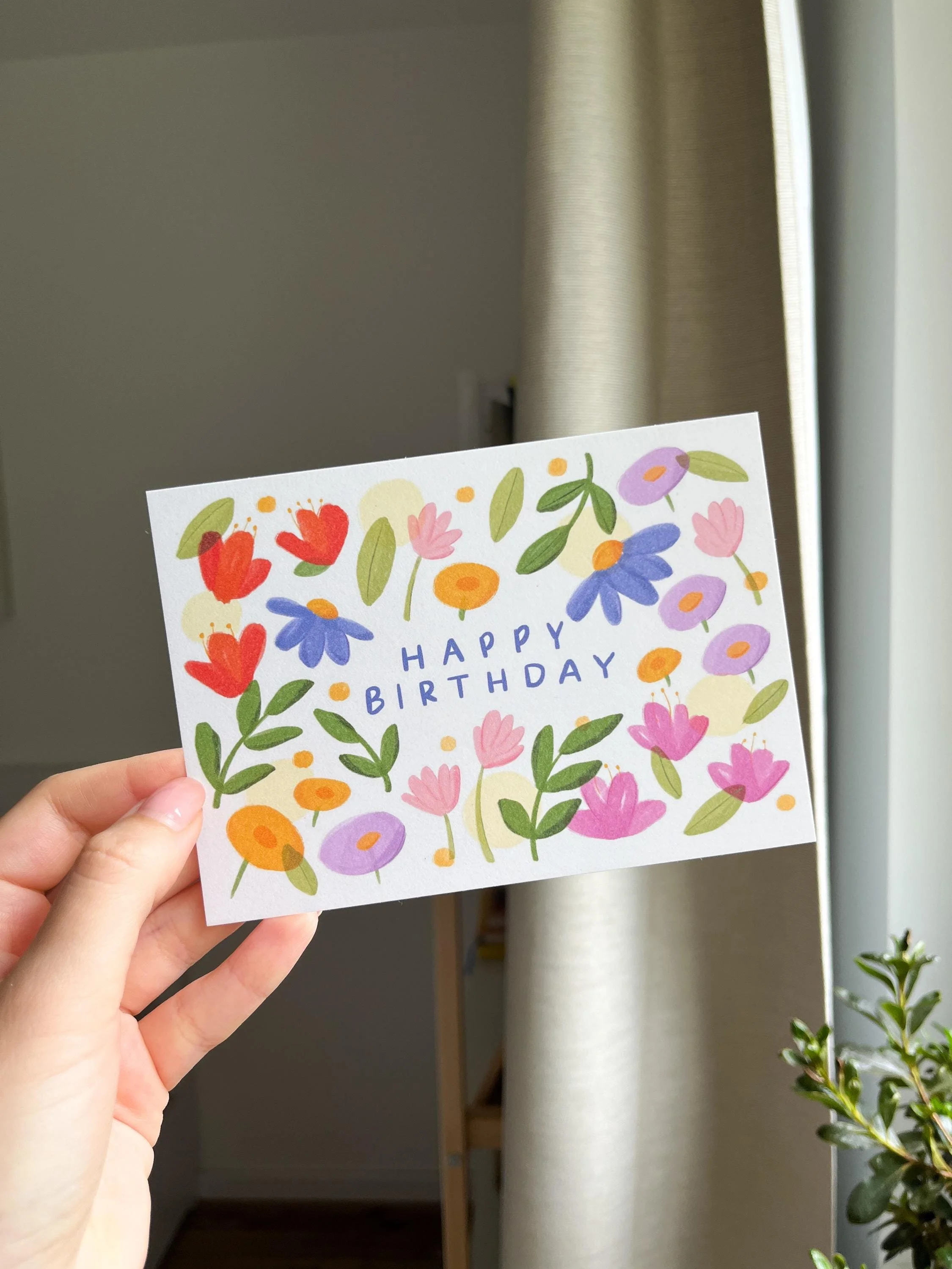 Happy Birthday Blumen Geburtstagskarte A6 – Ansicht 3