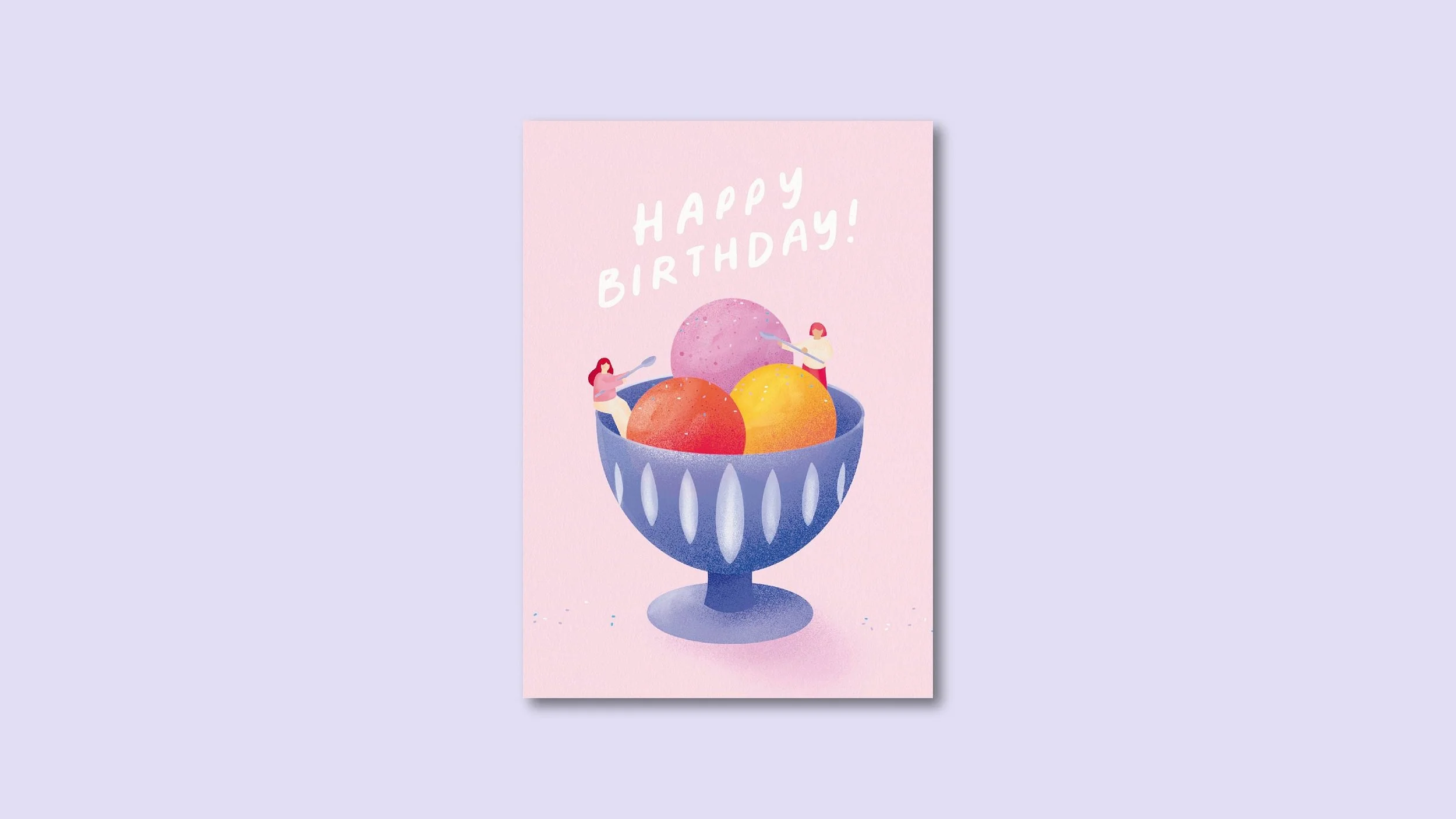 Happy Birthday Eisbecher Geburtstagskarte A6 – Illustration von Svea Hansohn