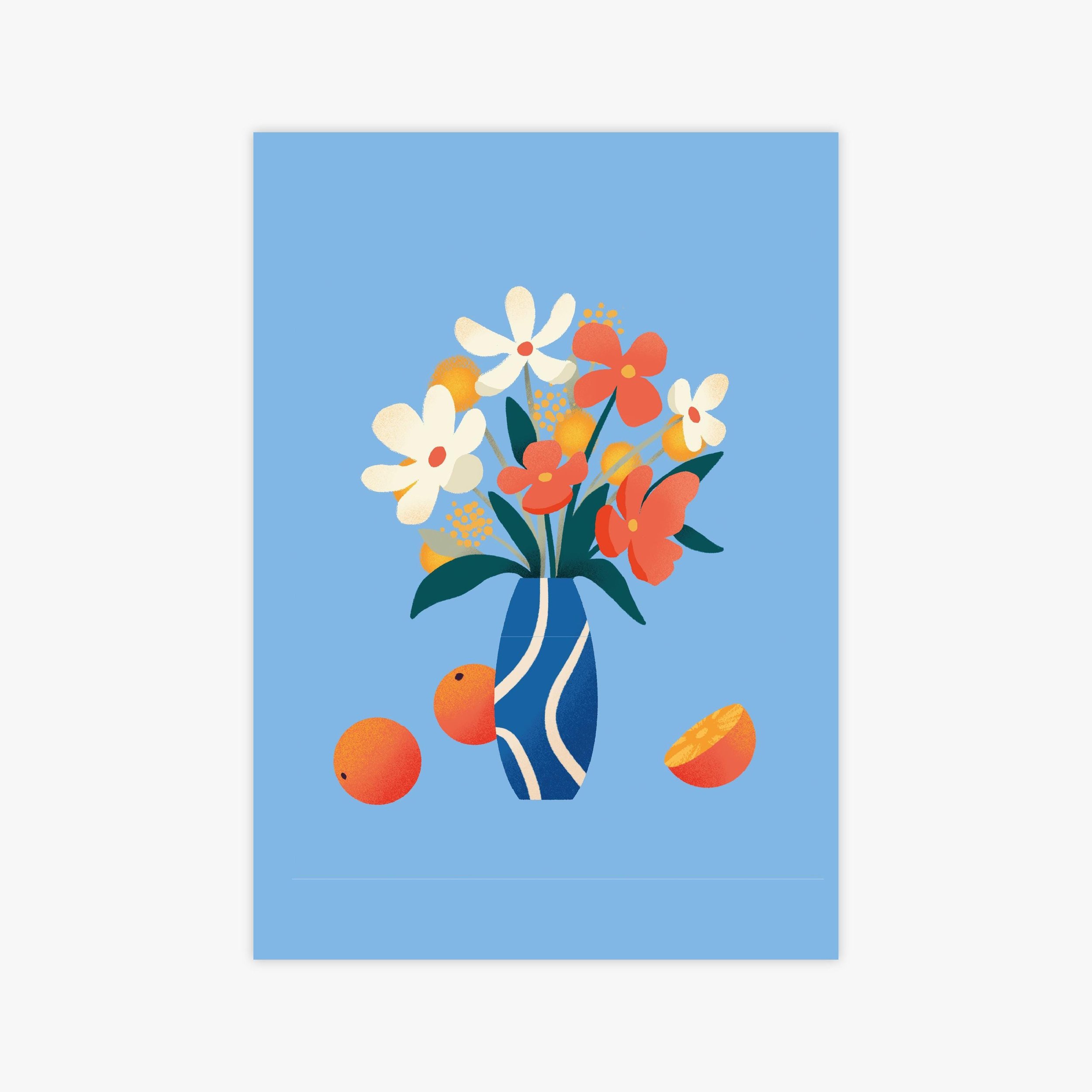 Blaues Stillleben Kunstdruck – Illustration von Svea Hansohn