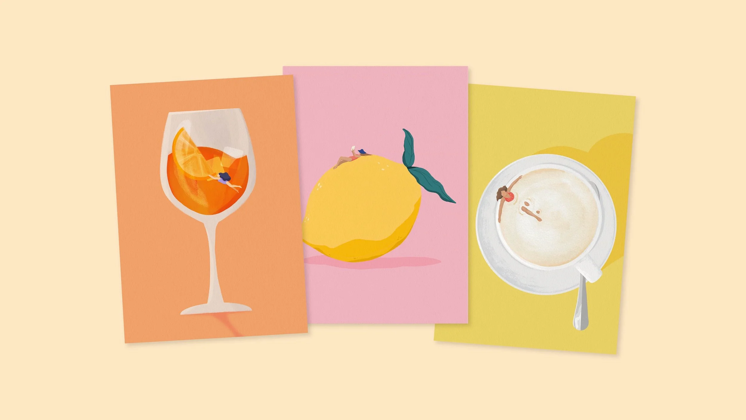 Summer 3er Postkartenset – Illustration von Svea Hansohn