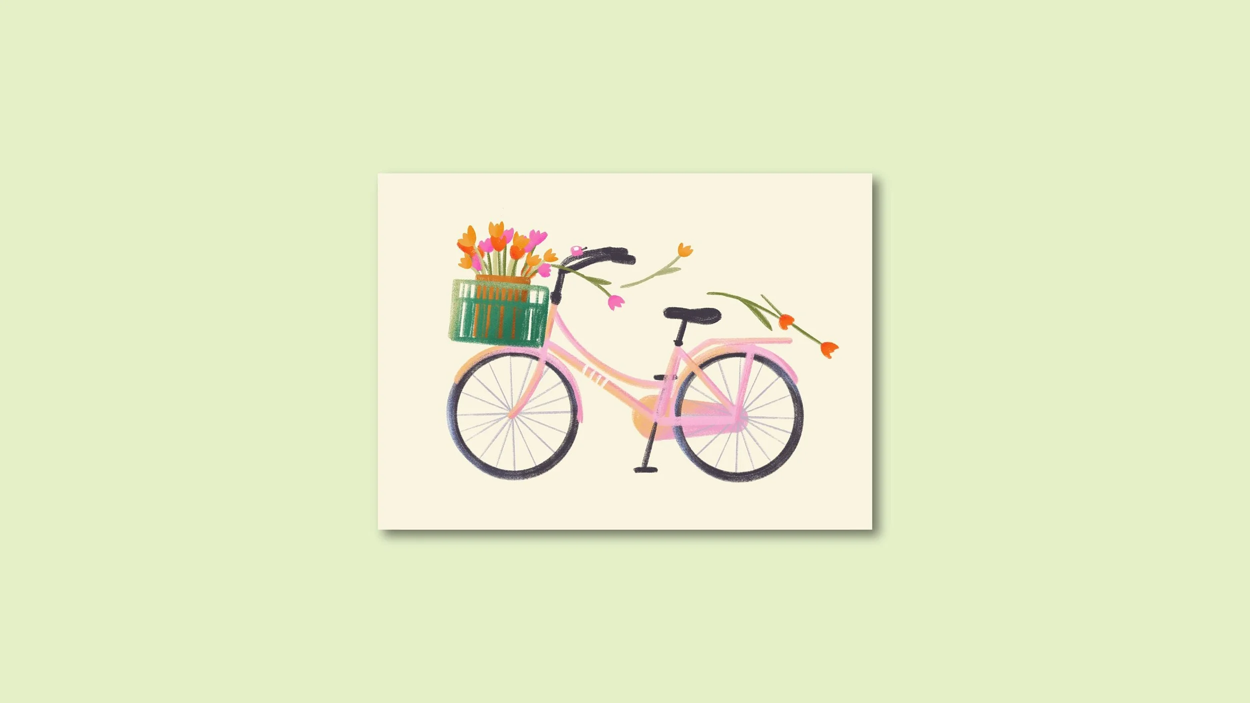 Tulpenfahrrad Postkarte A6 – Illustration von Svea Hansohn