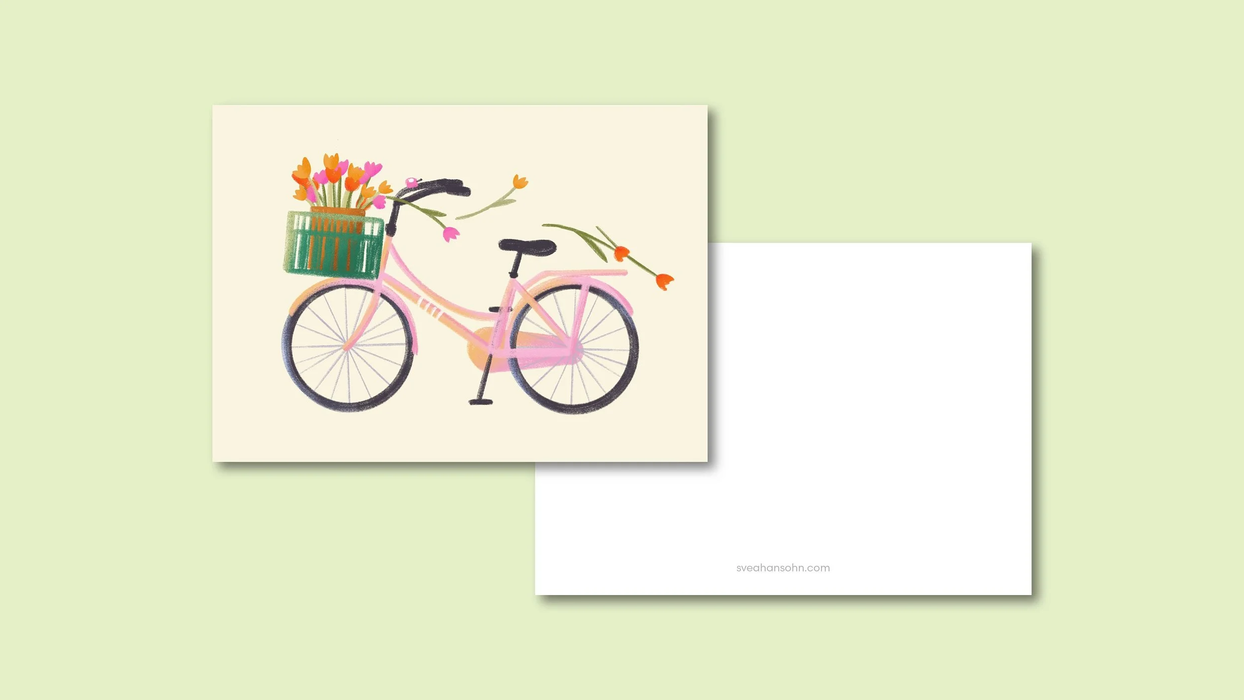 Tulpenfahrrad Postkarte A6 – Ansicht 2