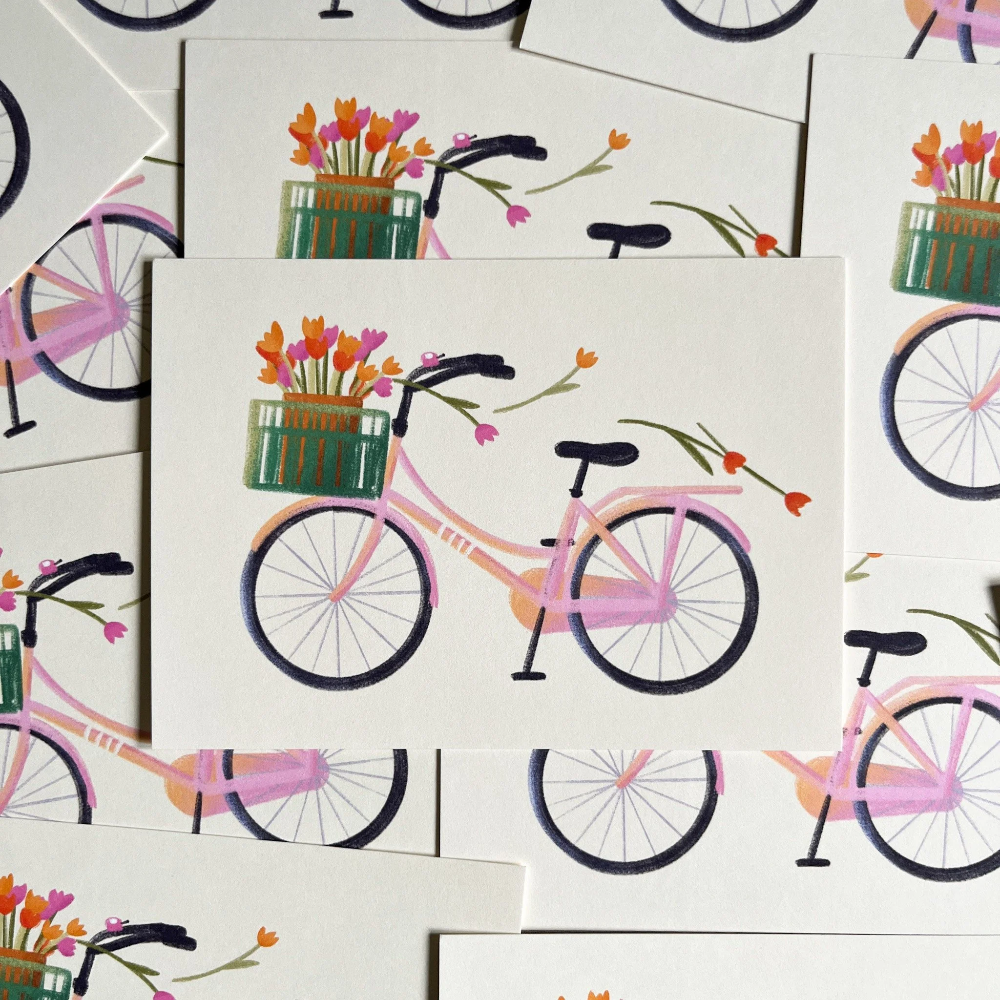 Tulpenfahrrad Postkarte A6 – Ansicht 3