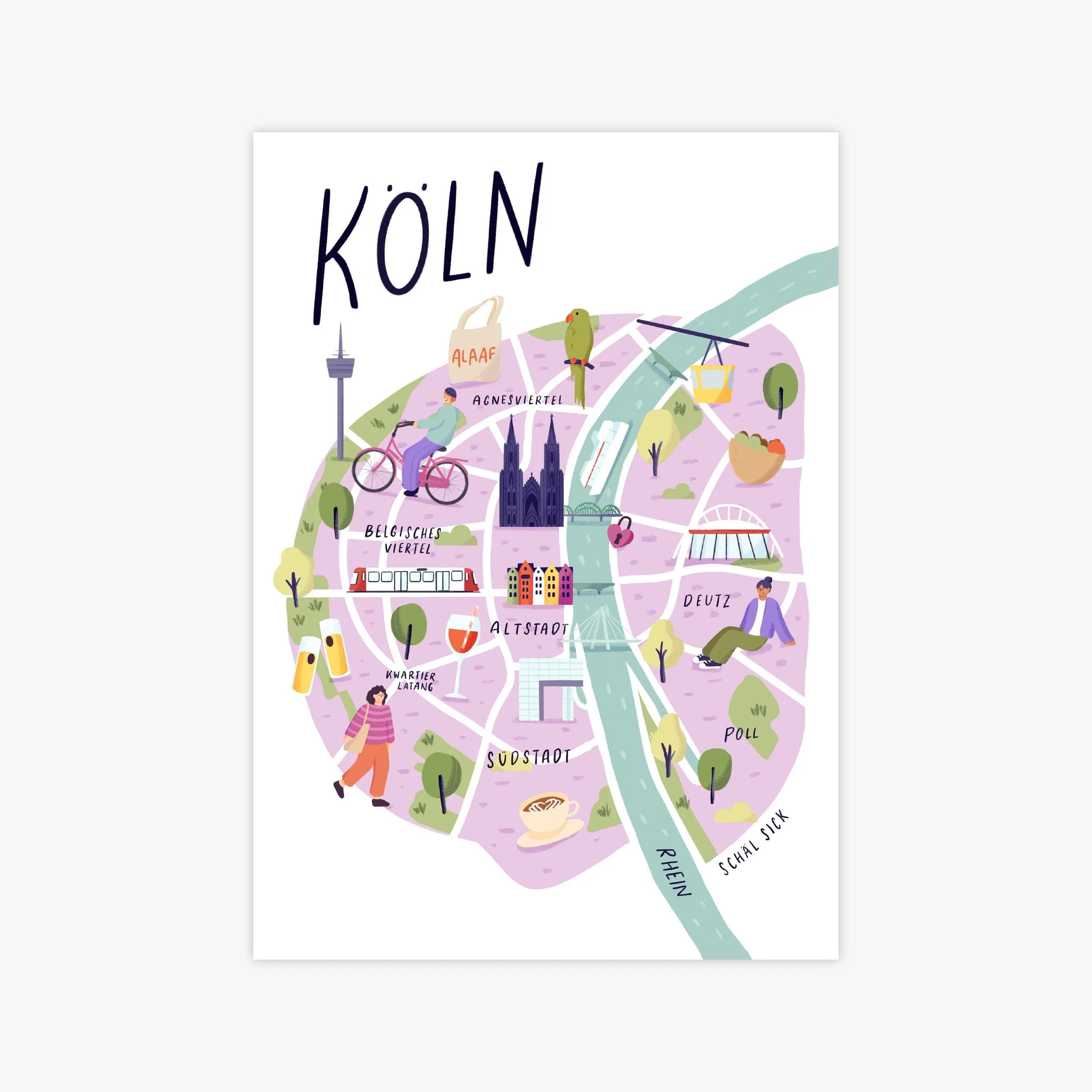 Köln Karte Kunstdruck – Illustration von Svea Hansohn