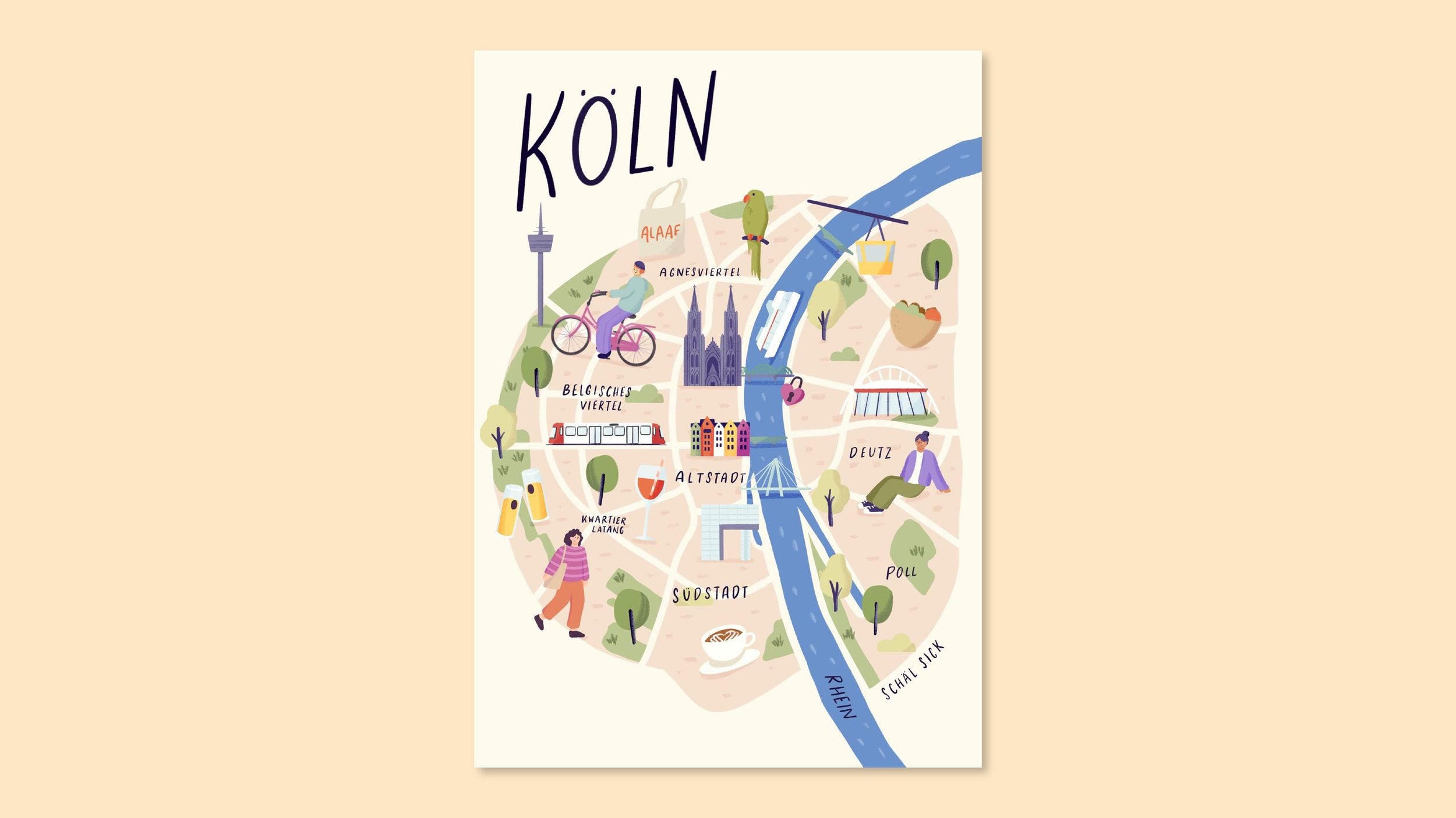 Köln Karte Kunstdruck – Ansicht 3