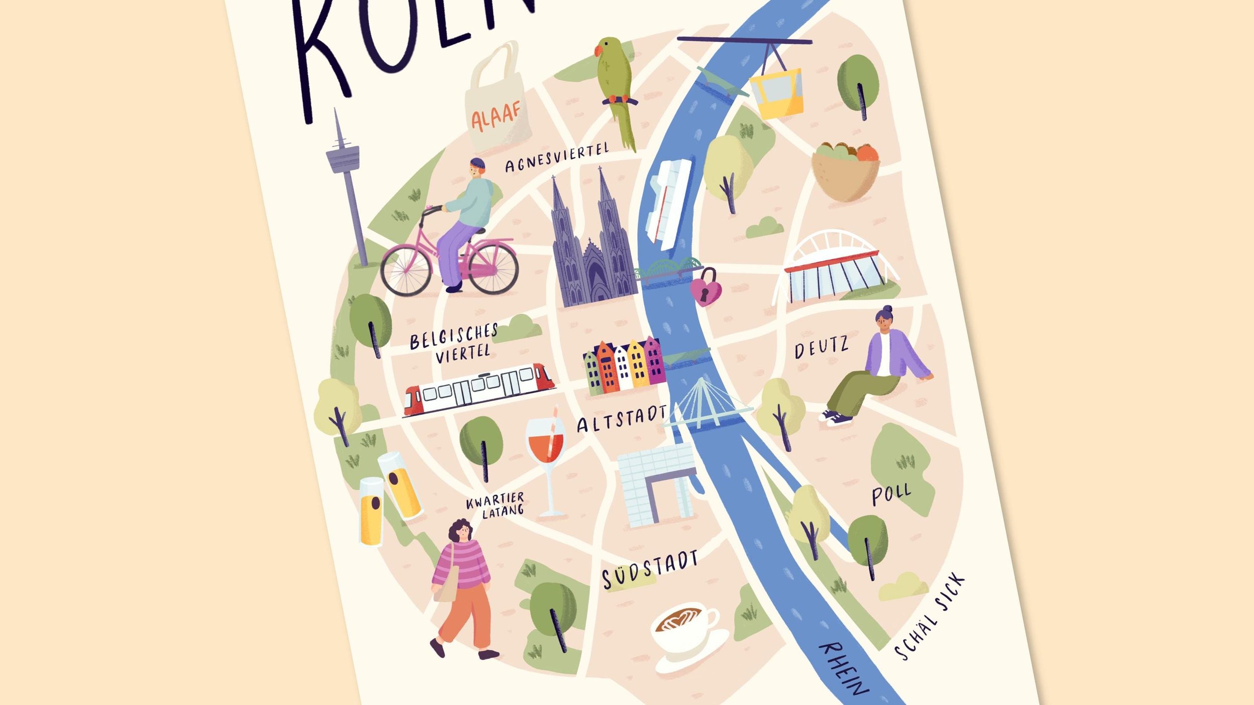 Köln Karte Kunstdruck – Ansicht 4