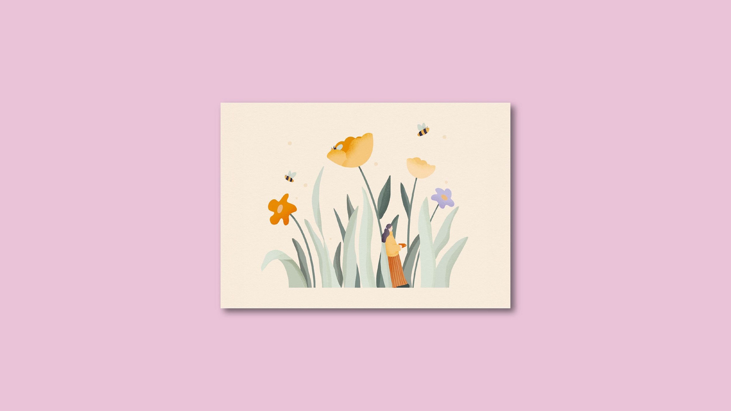 Blumenwiese Postkarte A6 – Illustration von Svea Hansohn
