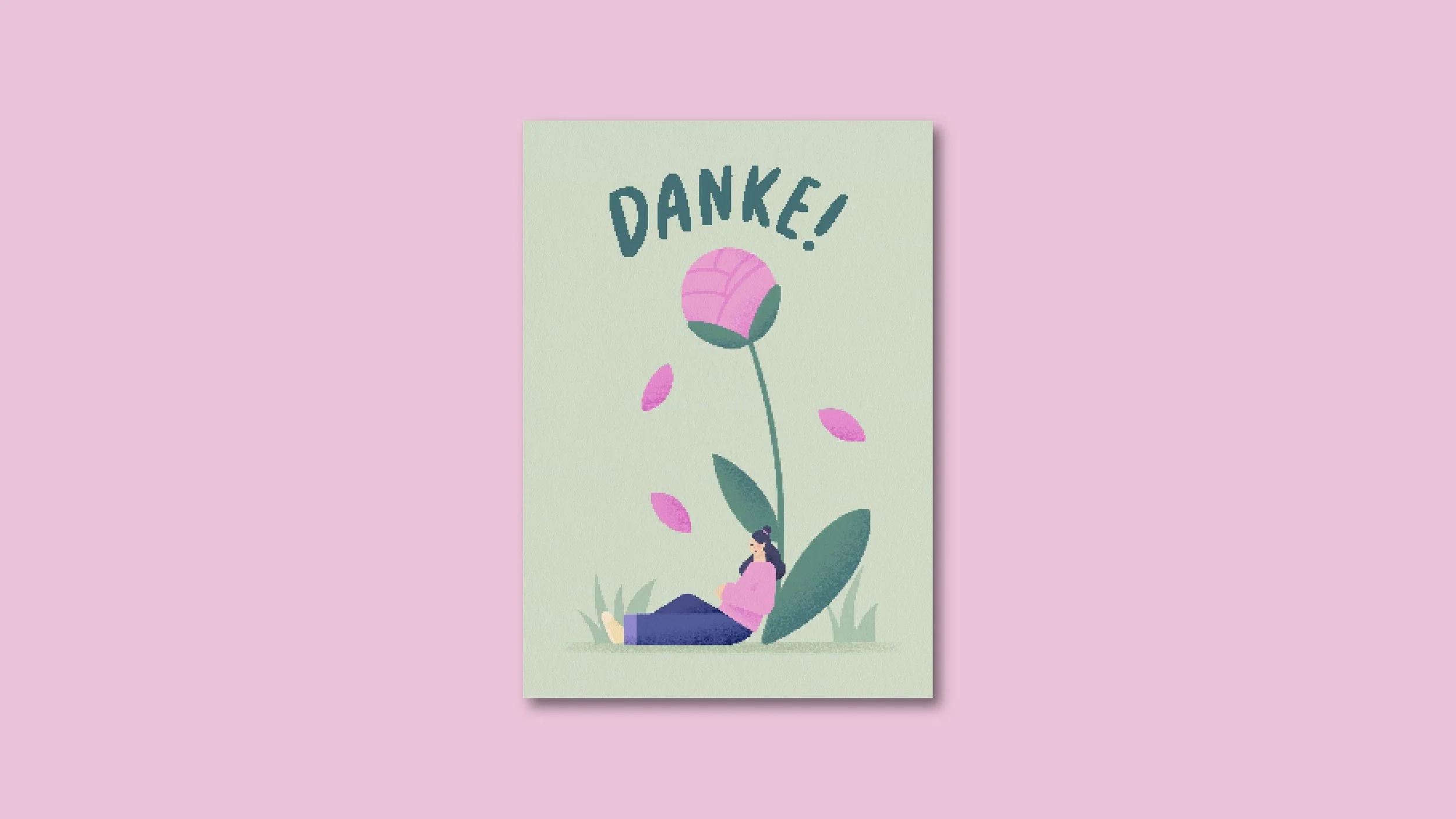 Dankeskarte Blume Postkarte A6 – Illustration von Svea Hansohn