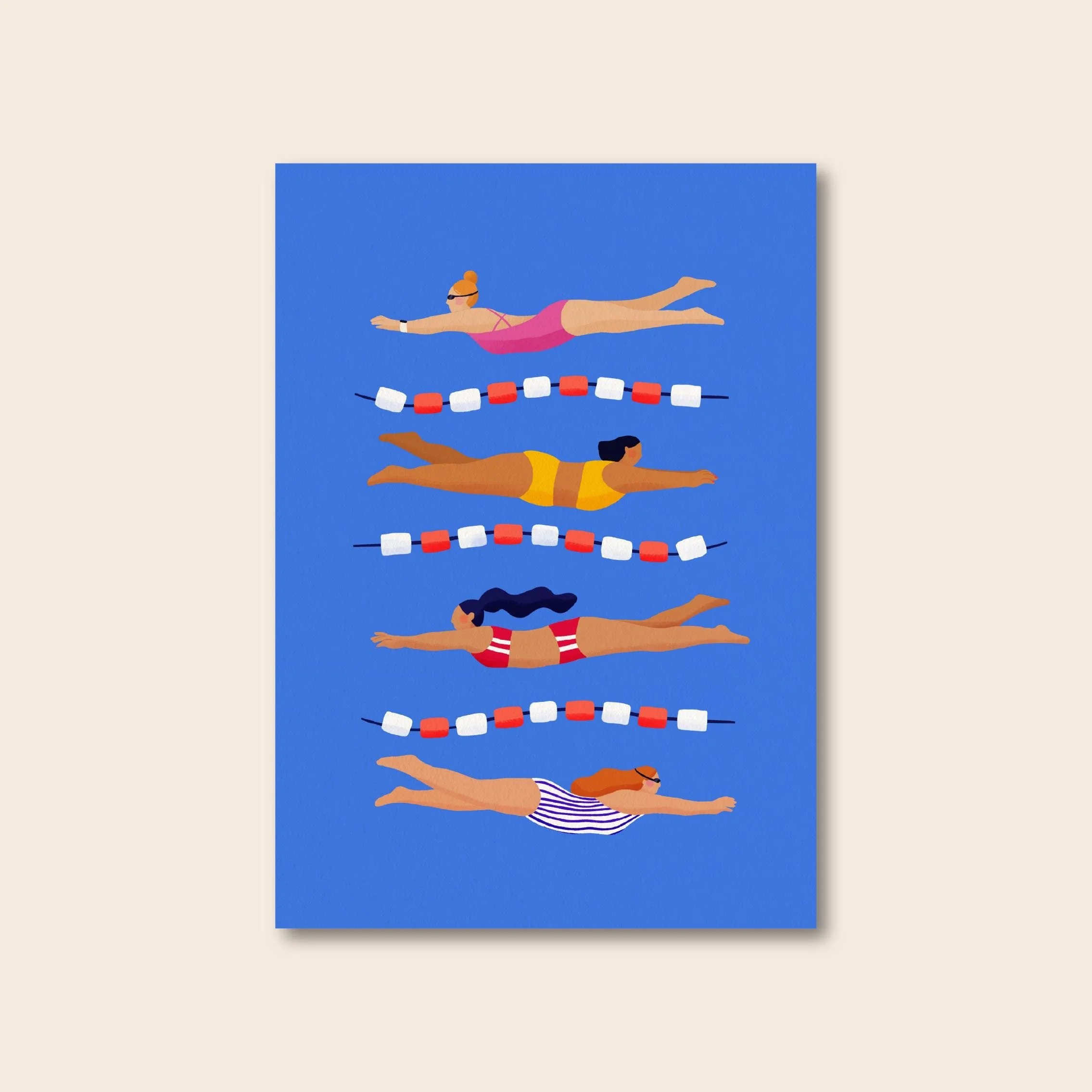 Schwimmerinnen Postkarte A6 – Illustration von Svea Hansohn