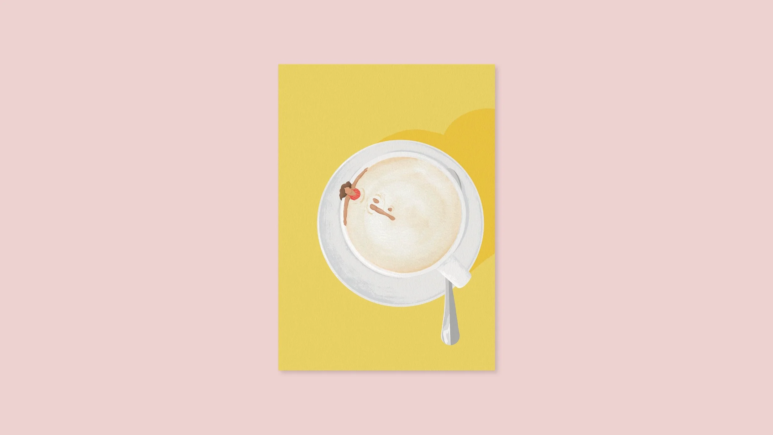 Cappuccino-Bad Postkarte A6 – Illustration von Svea Hansohn