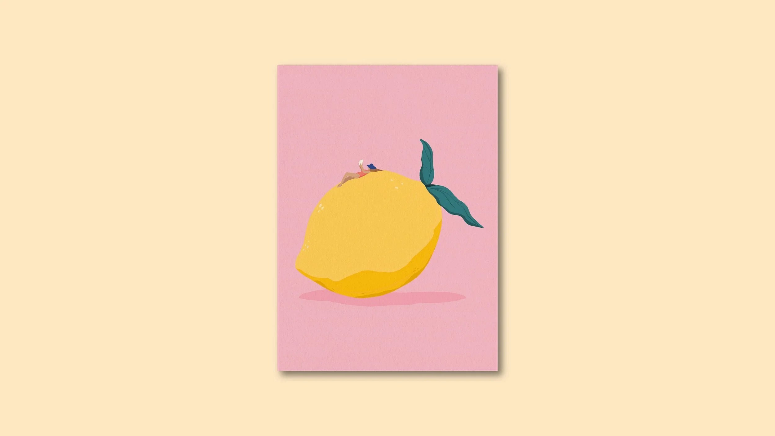 Zitrone Postkarte A6 – Illustration von Svea Hansohn