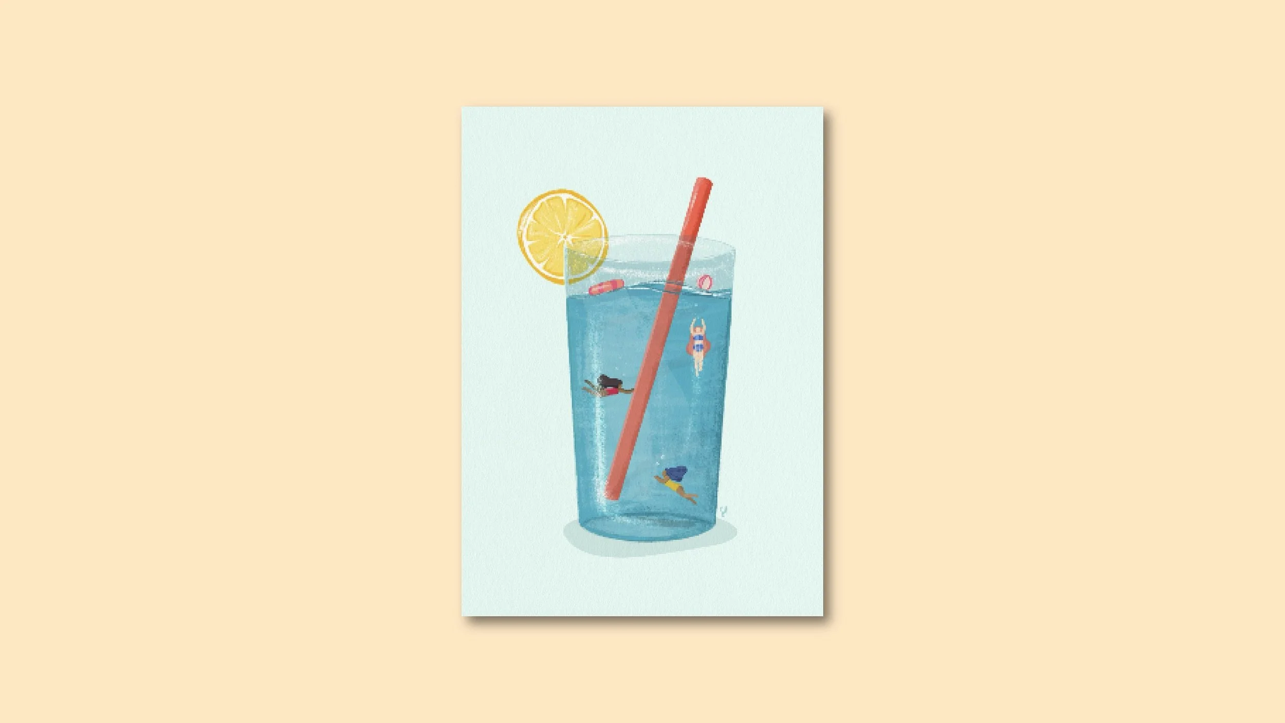Swimming Pool Postkarte A6 – Illustration von Svea Hansohn