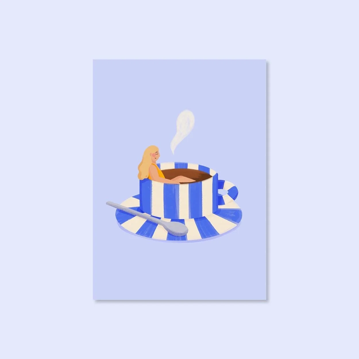 Gestreifte Kaffeetasse Postkarte A6 – Illustration von Svea Hansohn