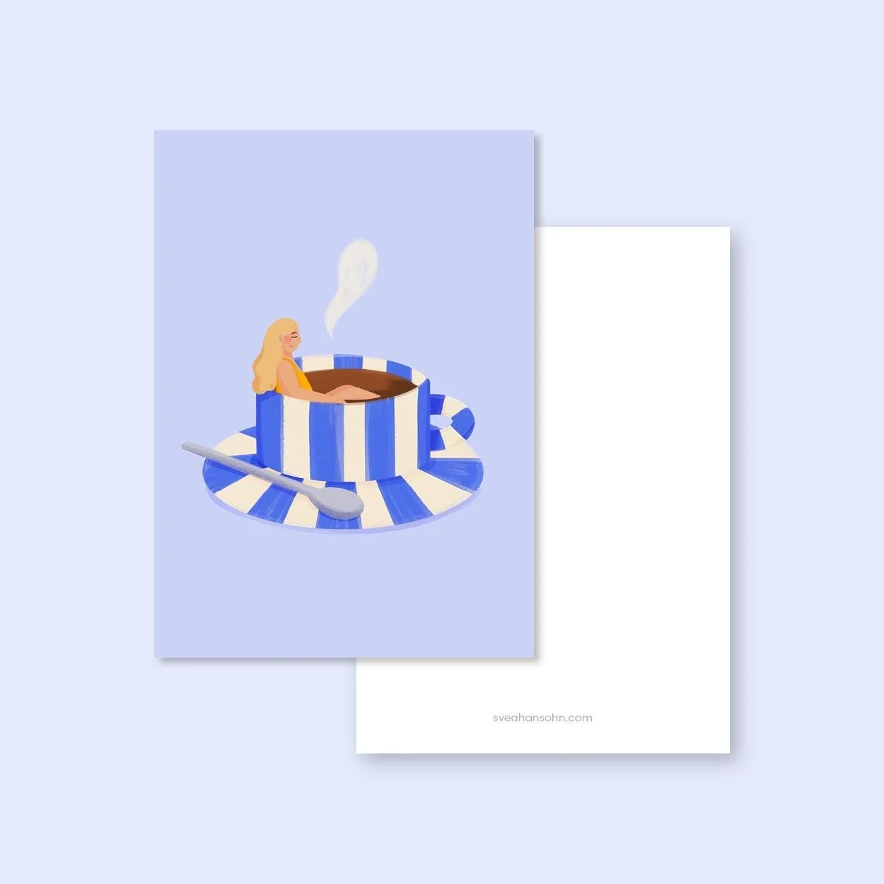 Gestreifte Kaffeetasse Postkarte A6 – Ansicht 2