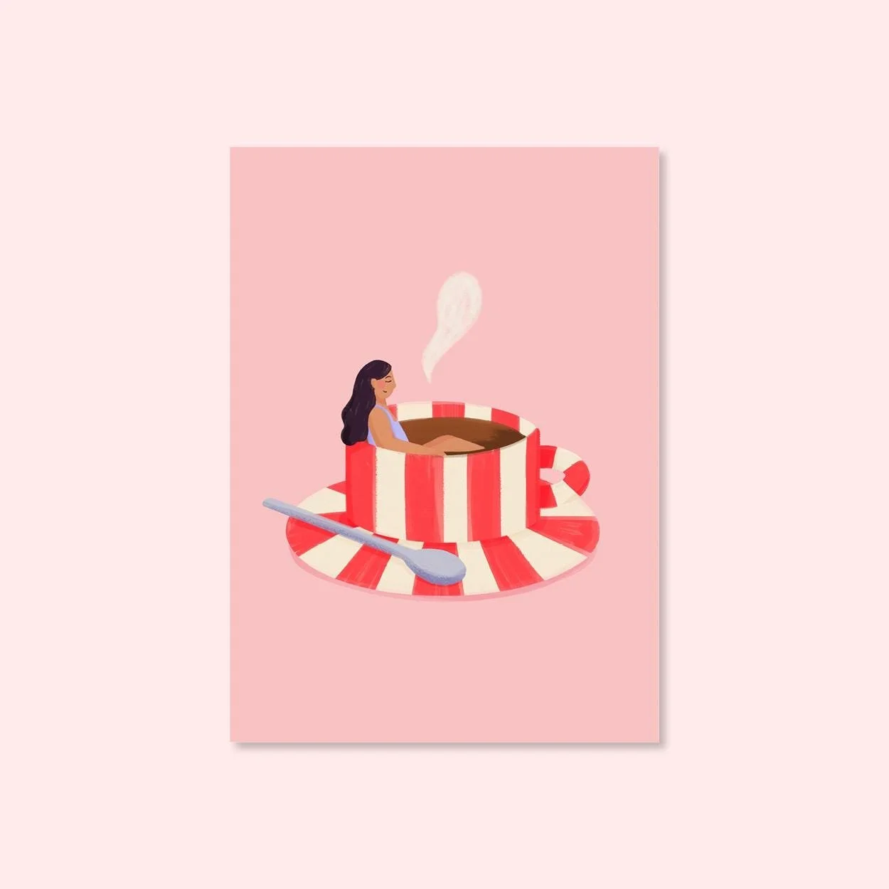 Gestreifte Kaffeetasse Postkarte A6 – Ansicht 3