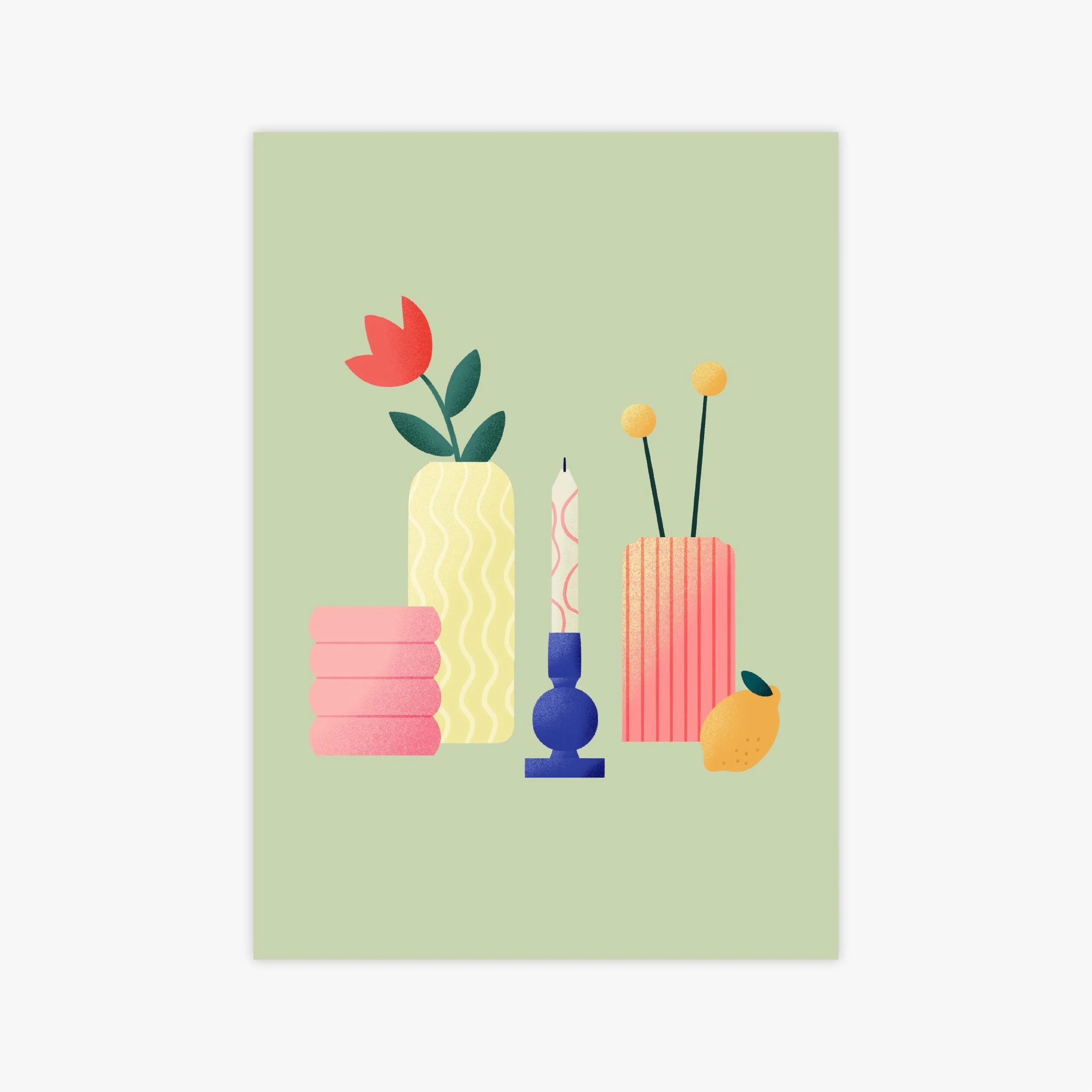 Grünes Stillleben Kunstdruck – Illustration von Svea Hansohn