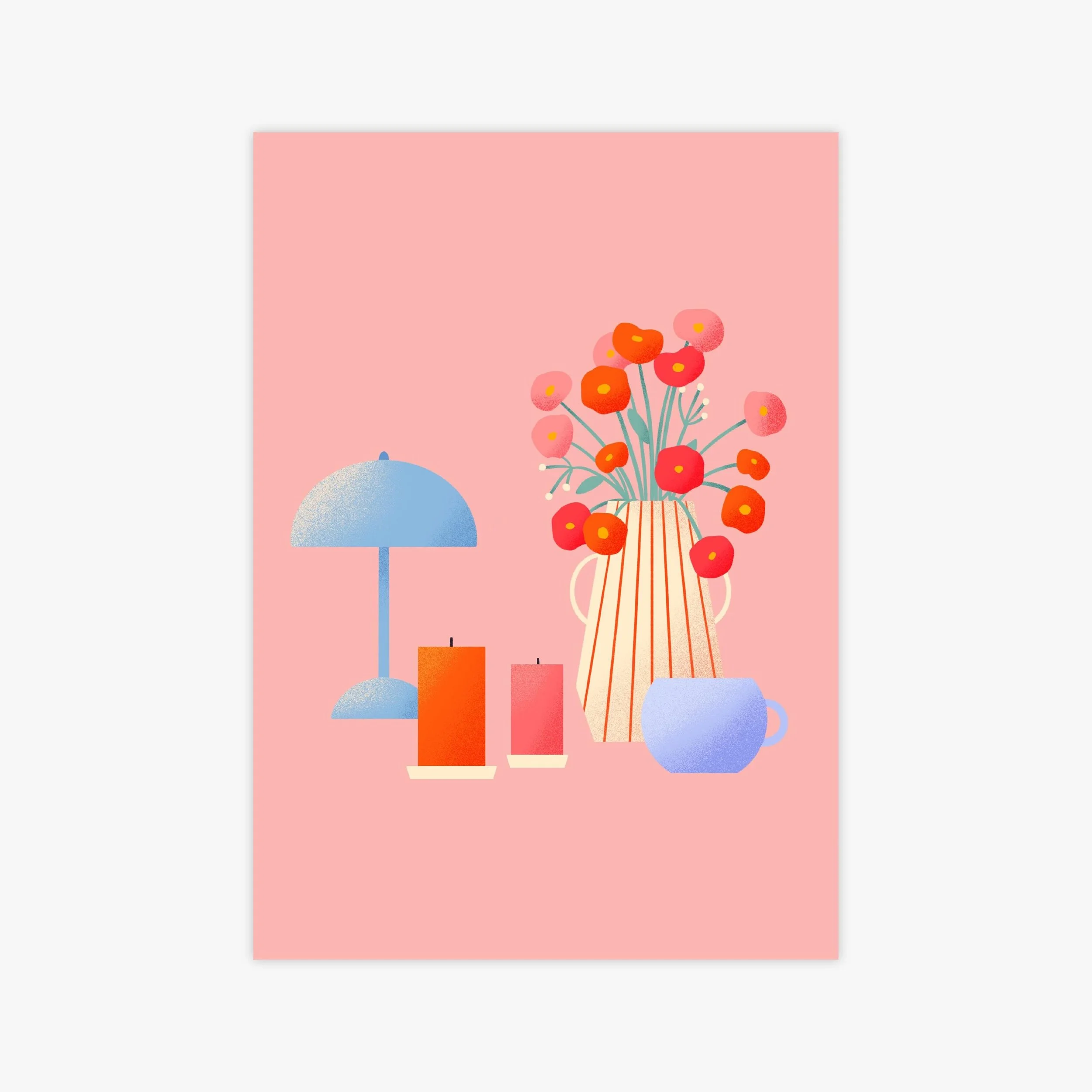 Pinkes Stillleben Kunstdruck – Illustration von Svea Hansohn
