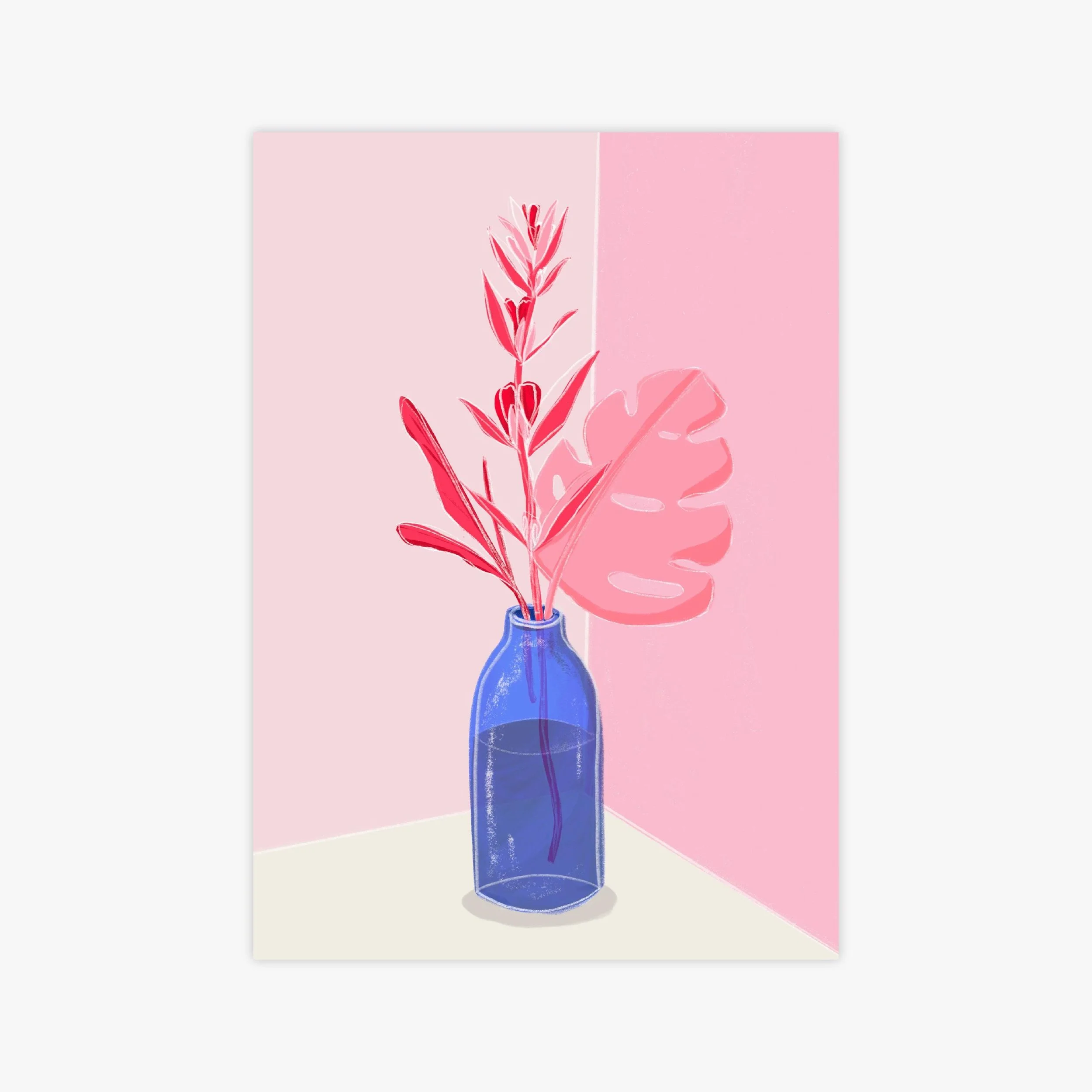 Pink Flowers Kunstdruck – Illustration von Svea Hansohn
