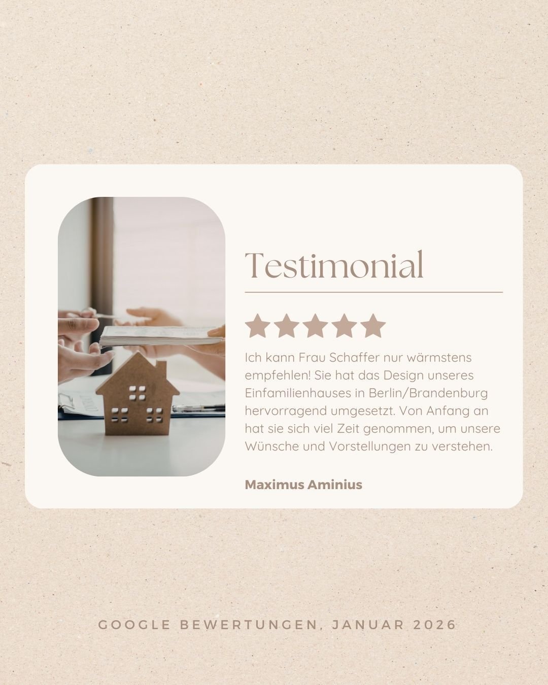 Jedes Projekt ist ein gemeinsamer Weg.
Mit Gespr&auml;chen. Zweifel. Entscheidungen. Vertrauen.

Dass meine Bauherren heute so dar&uuml;ber sprechen,
macht mich stolz &ndash; und dankbar.