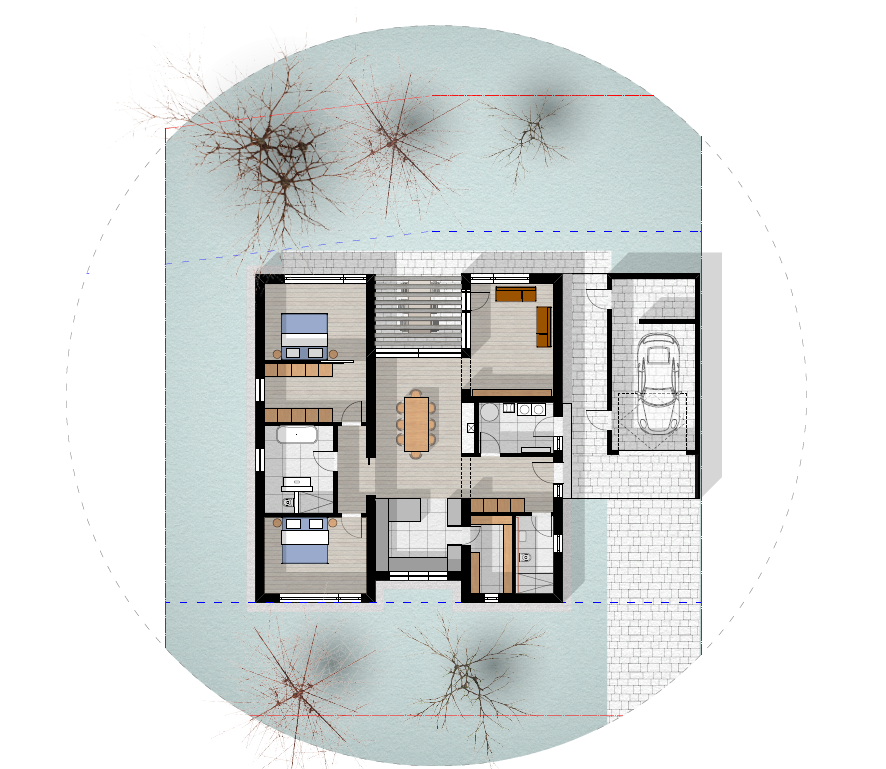 Grundriss des Bungalows Entwurf Fertighaus