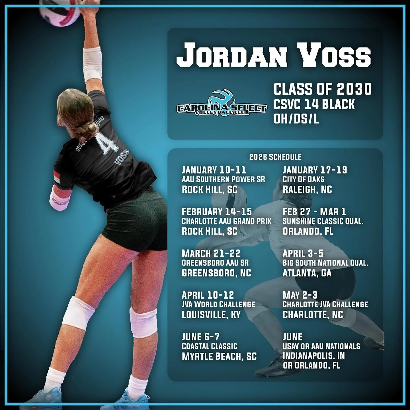 I&rsquo;m super excited to be playing with CSVC 14 Black this year, can&rsquo;t wait to start practicing and to have a great season! 🩵🖤🤍 @theofficialcsvc