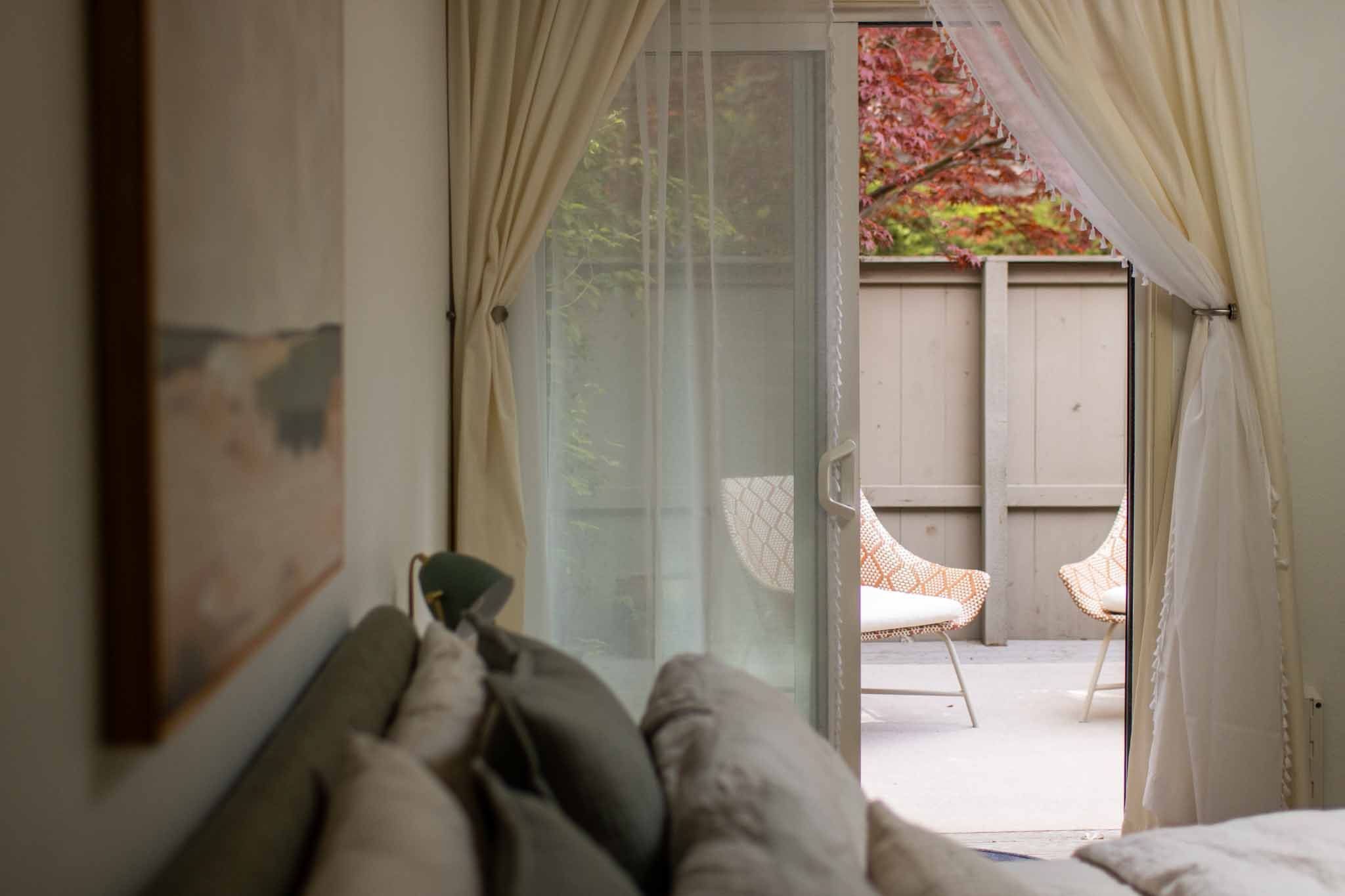 A private outdoor deck off your retreat space