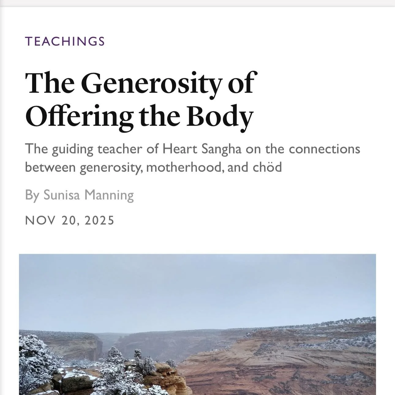 Sunisa here&mdash; I have an essay up @tricyclemag about the Buddhist practice of Chod and how it originated from Machig Lapdron, a mother. I speculate on how Machig&rsquo;s dharma may have emerged quite directly from her experiences in the mother&rs