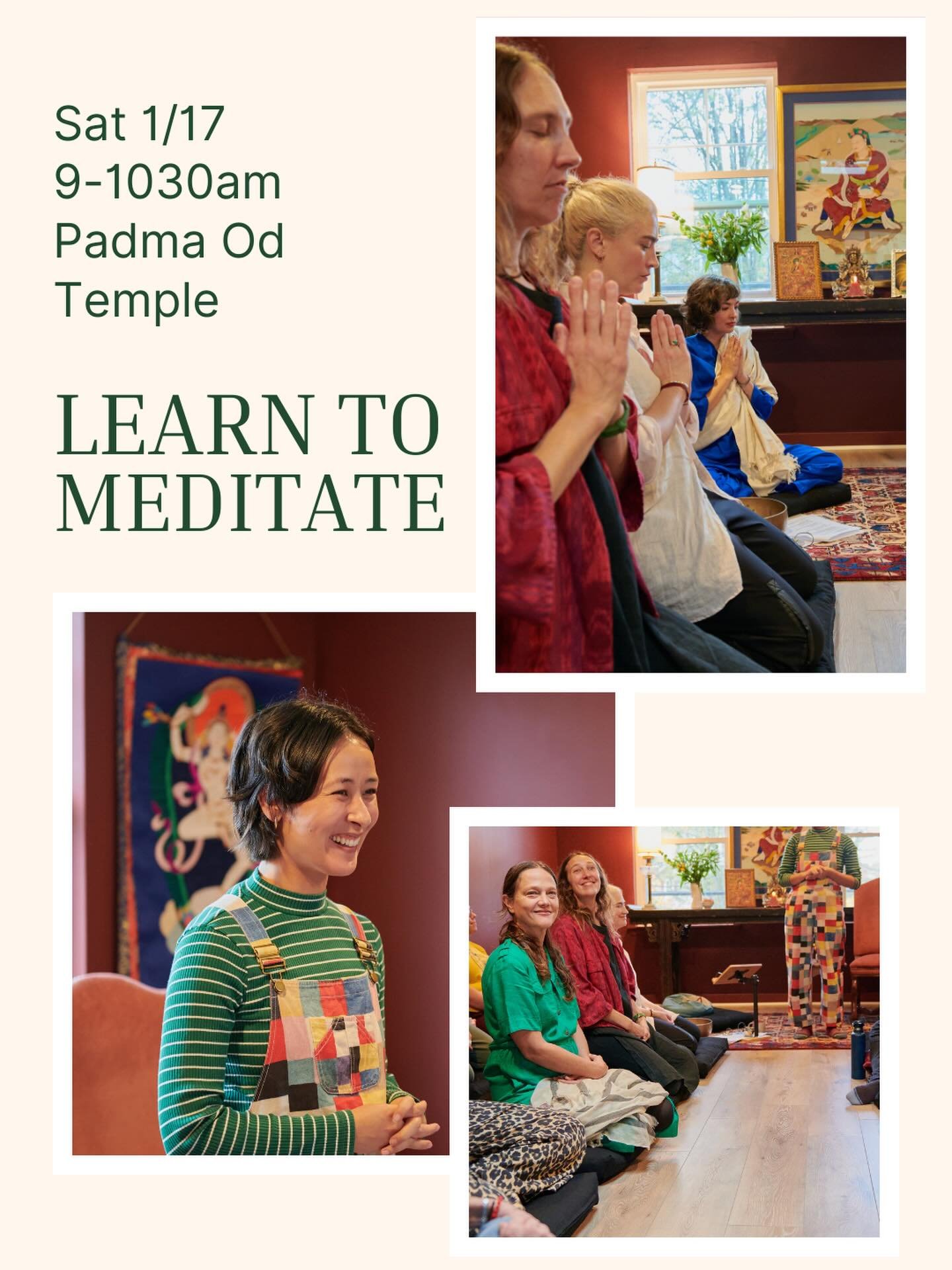 We&rsquo;re excited to share a new monthly Learn to Meditate class starting tomorrow, January 17th 9:00-10:30am at our Padma Od Temple.

This class led on the third Saturday of every month offers a clear, supportive introduction to Buddhist meditatio