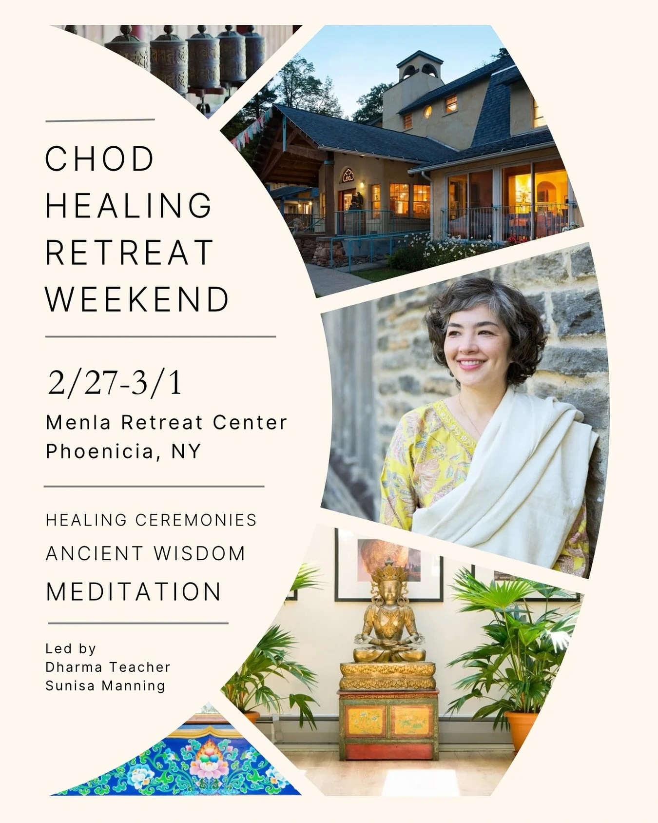 Transforming Poison into Wisdom with the Dakini Mandala: at this residential Chod retreat, Sunisa will complete all four Chod ceremonies, and participants will work&nbsp;with the transformation of anger and pride. If you feel called, join this chance