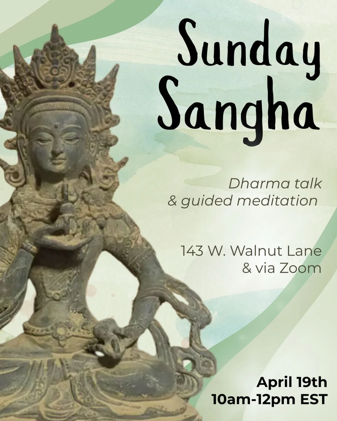 Join us this weekend for our next Sunday Sangha, April 19th, at 10am, at our Padma Od Temple in the Germantown neighborhood of Philadelphia ✨✨✨

More info on our website at the link in bio